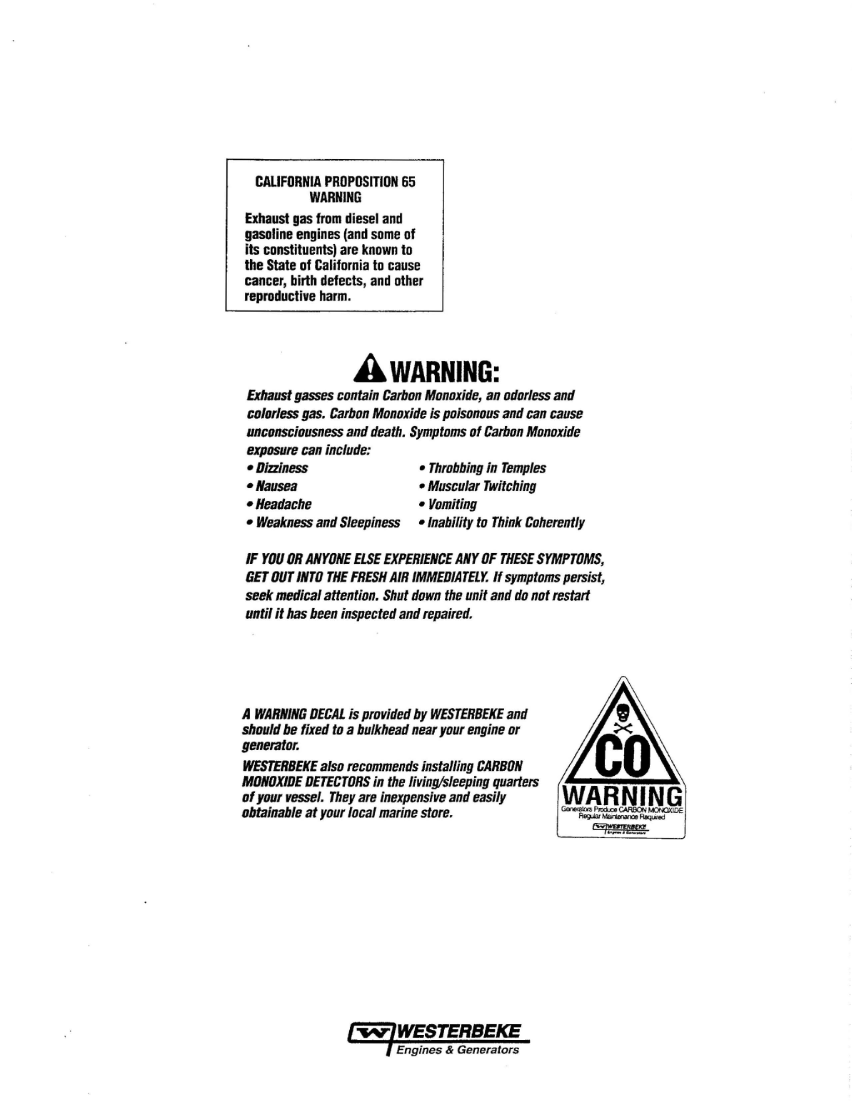 Westerbeke Diesel 55d Four Operator's Manual
