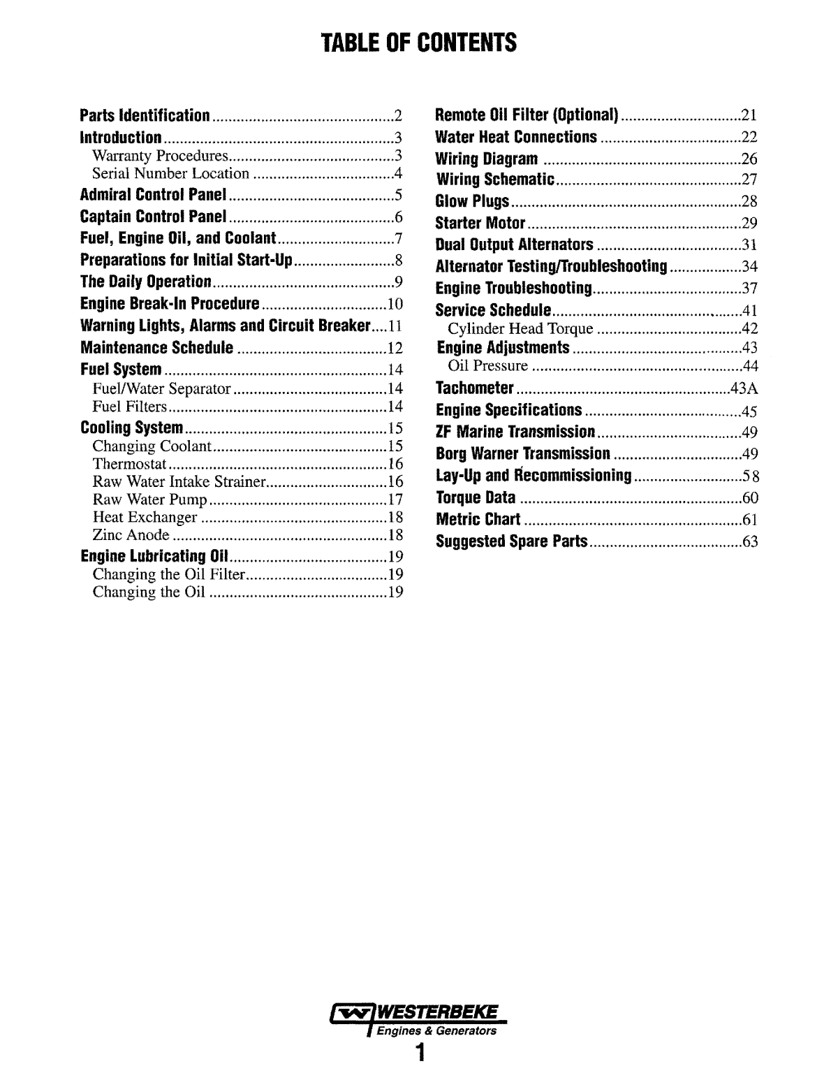 Westerbeke Diesel 63b Four Technical Manual
