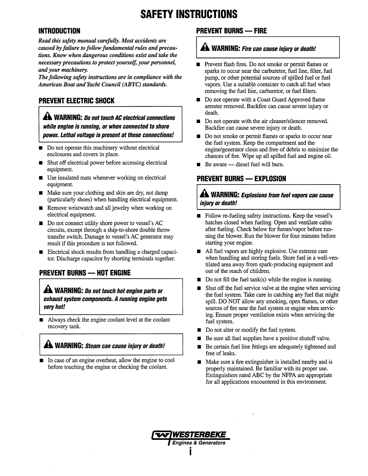 Westerbeke Diesel 63d Four Operator's Manual