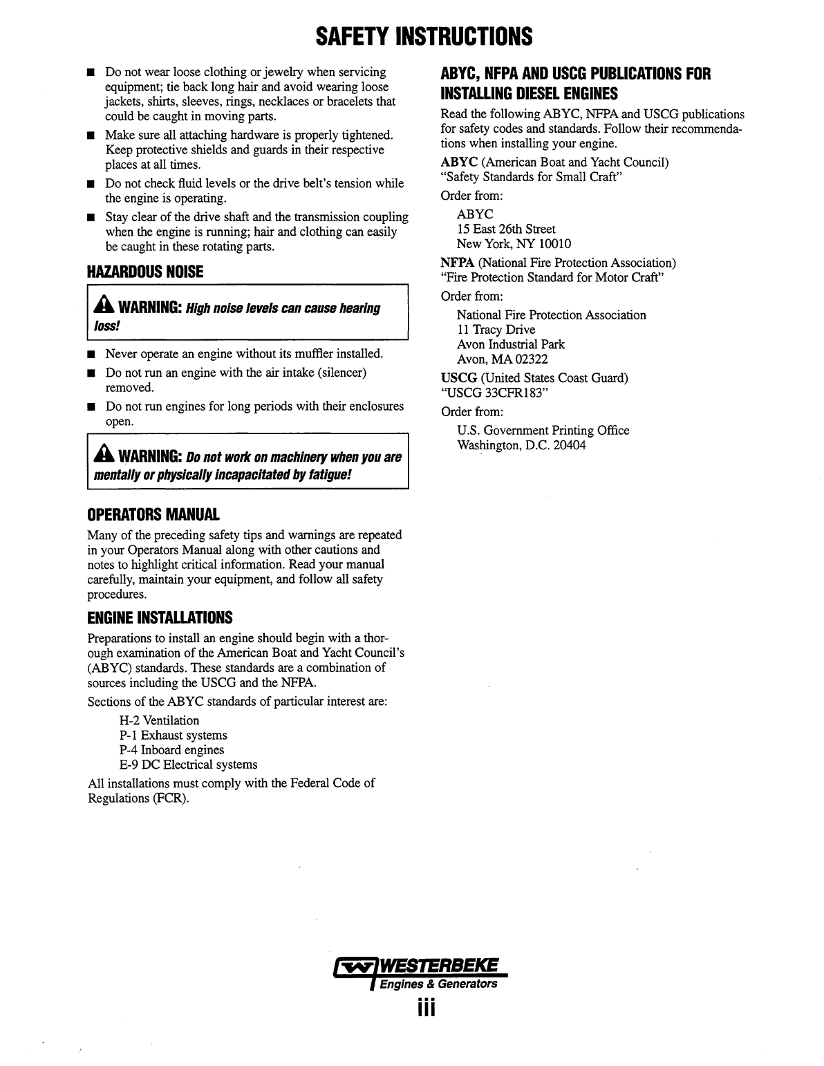 Westerbeke Diesel 63d Four Operator's Manual