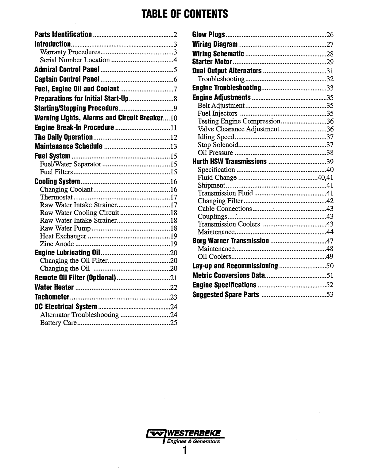 Westerbeke Diesel 63d Four Operator's Manual