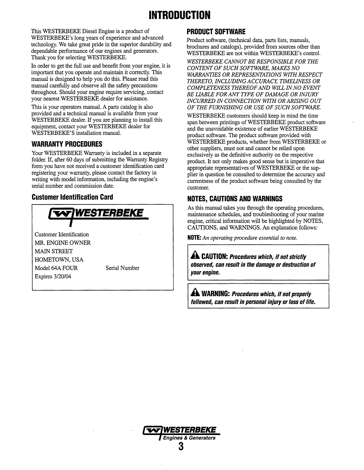 Westerbeke Diesel 63d Four Operator's Manual