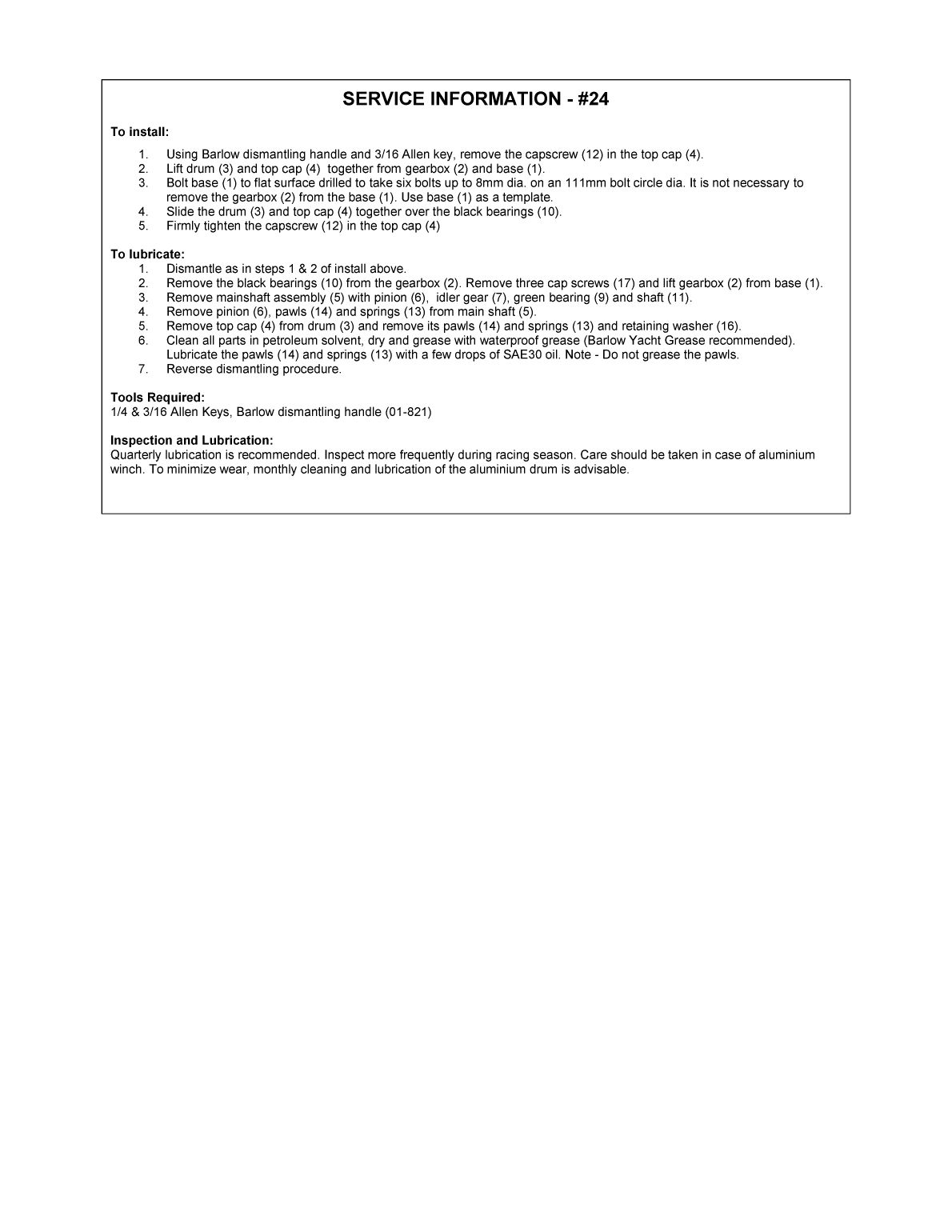 ' Barlow Barient Winches'