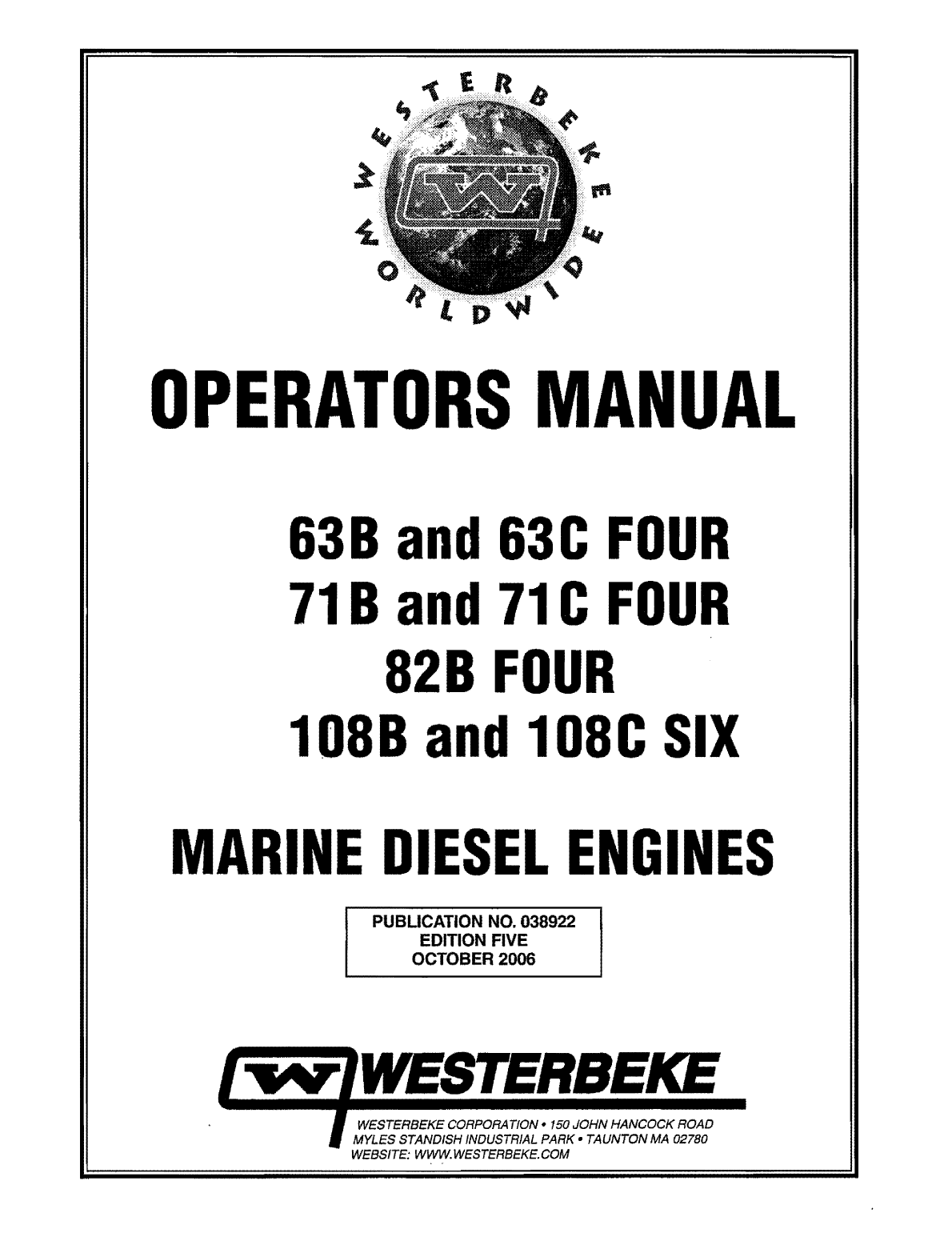 Westerbeke Diesel 7a One Parts Manual
