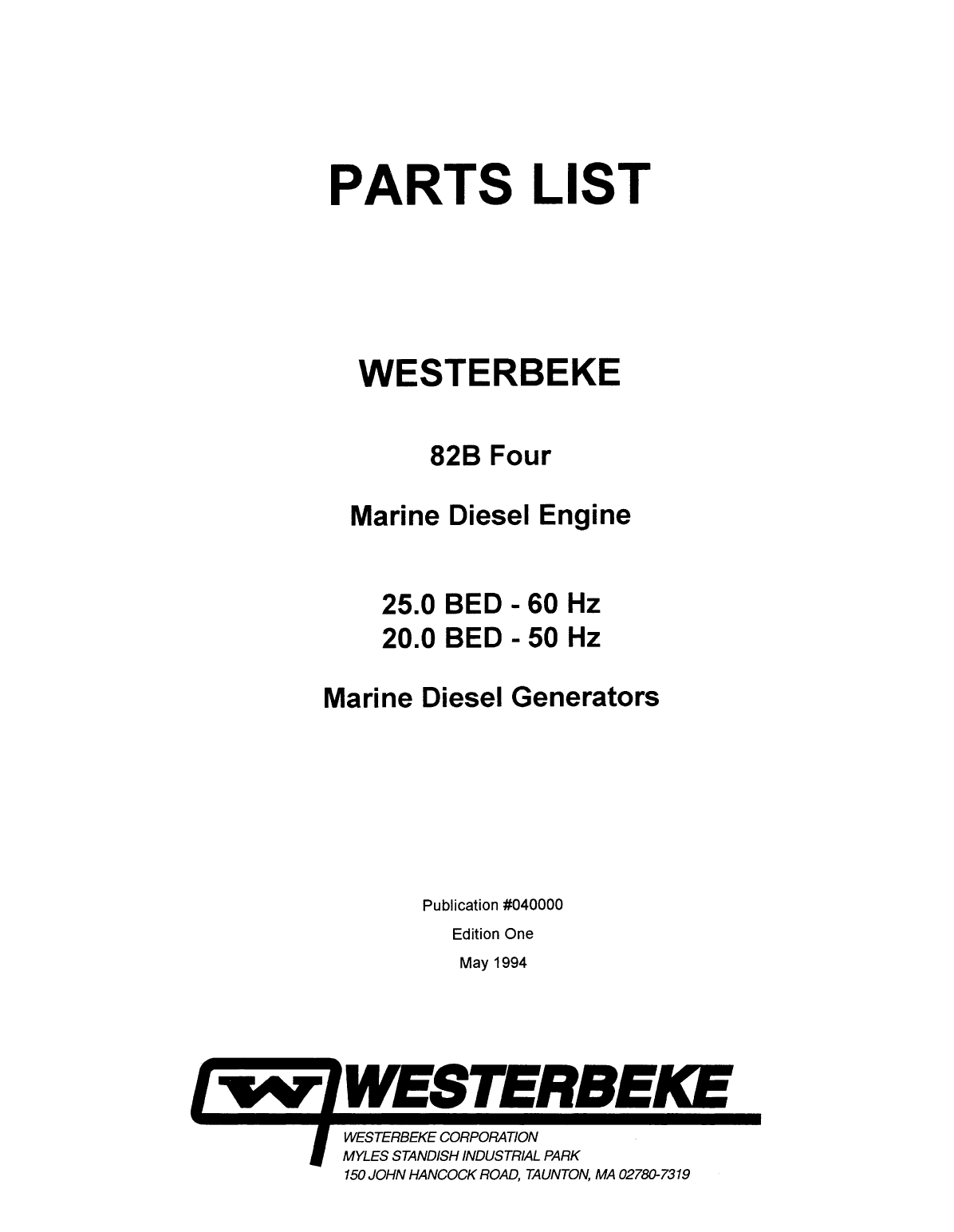 Westerbeke Diesel 82b Four Operator