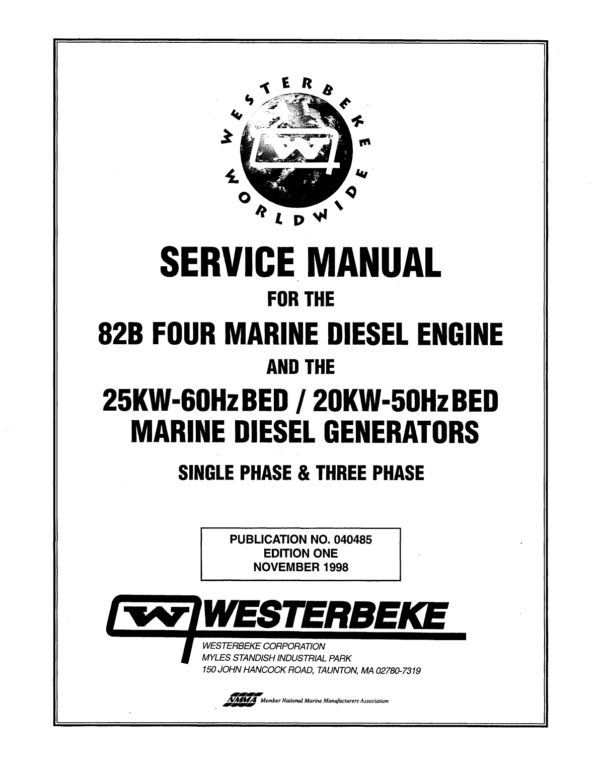 Westerbeke Diesel 82b Four Parts Manual