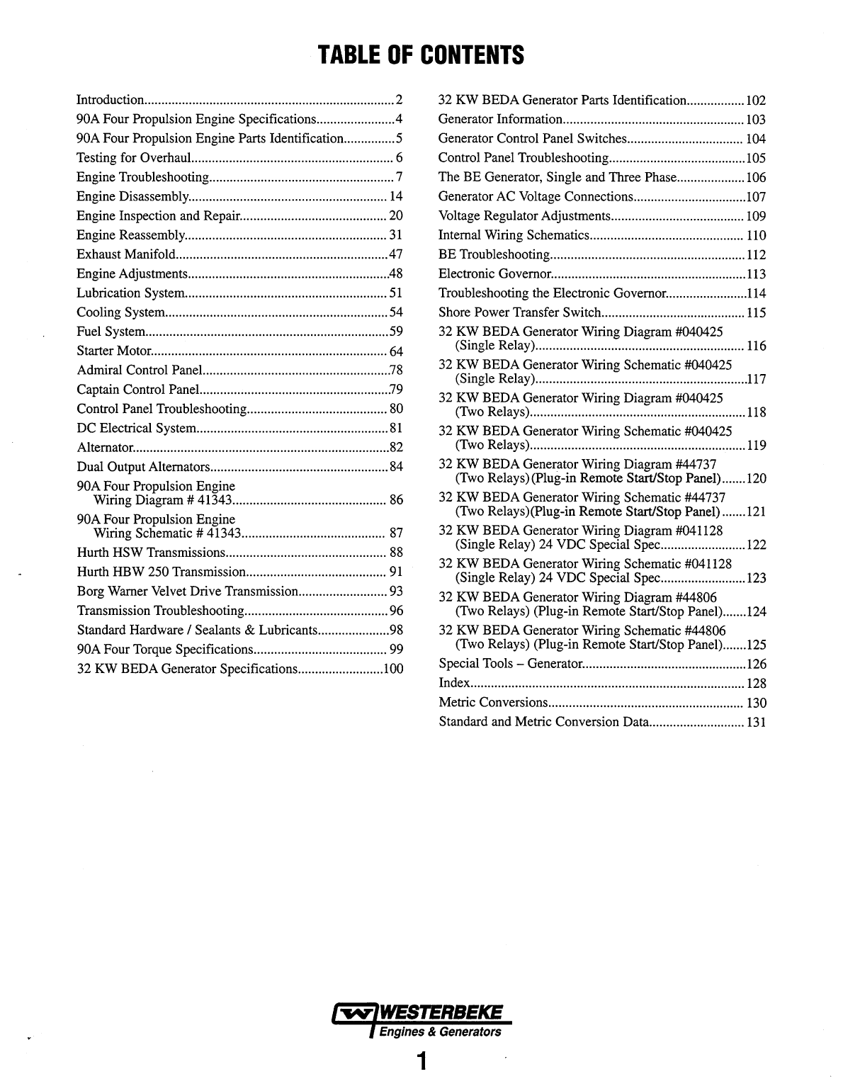 Westerbeke Diesel 90a Four Parts Manual