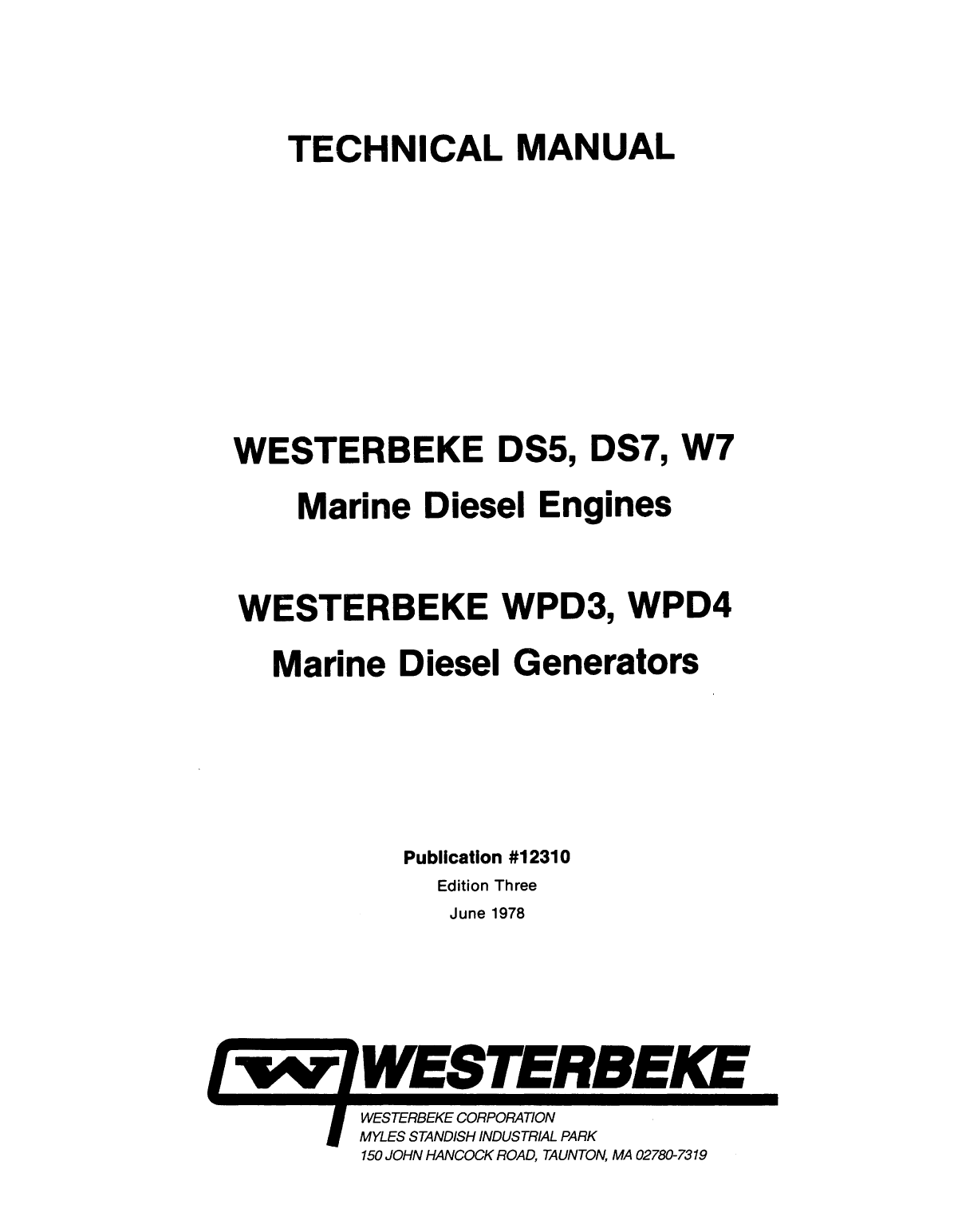 Westerbeke Diesel Ds 7 Parts Manual