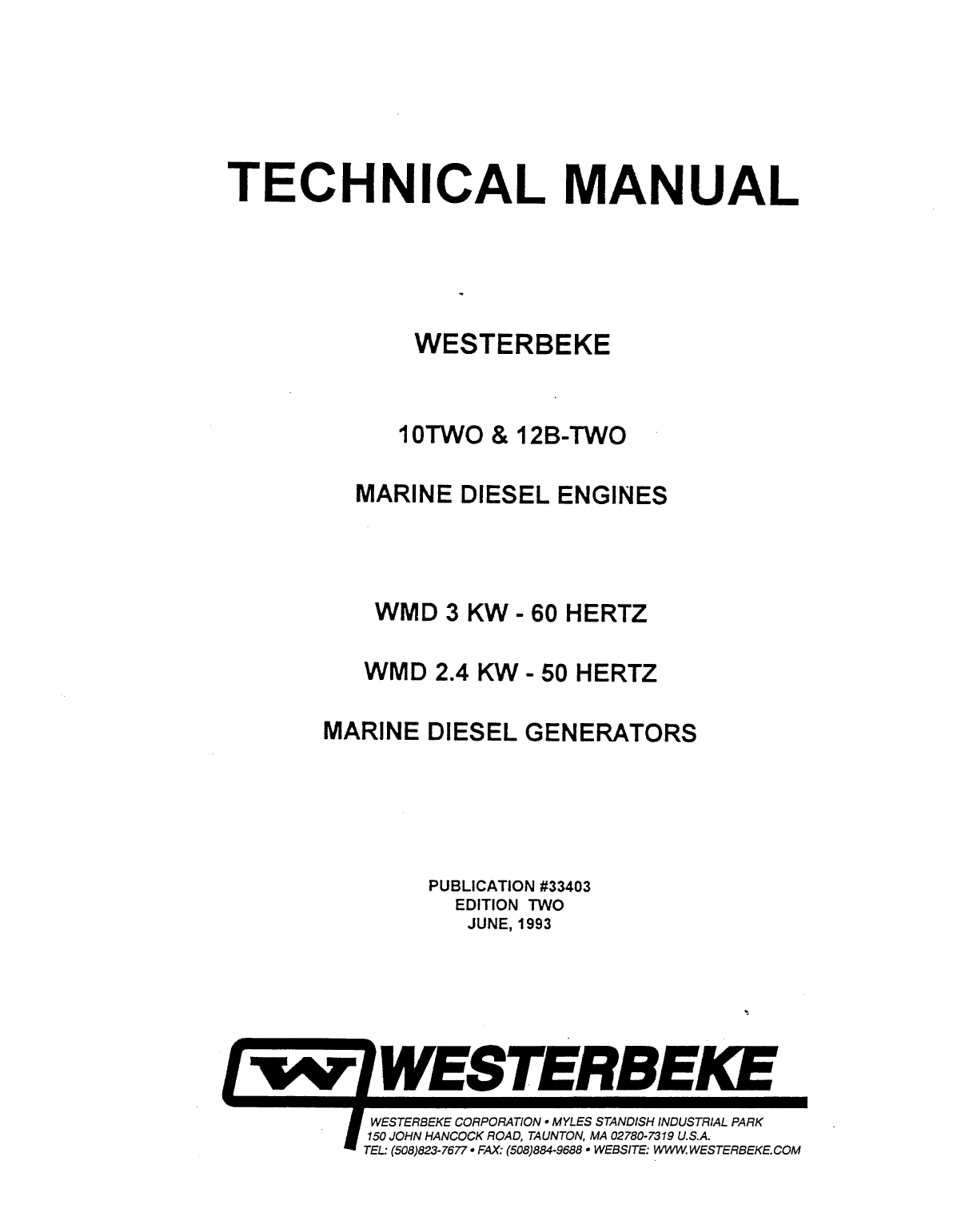 Westerbeke Diesel W 10 Two Parts Manual