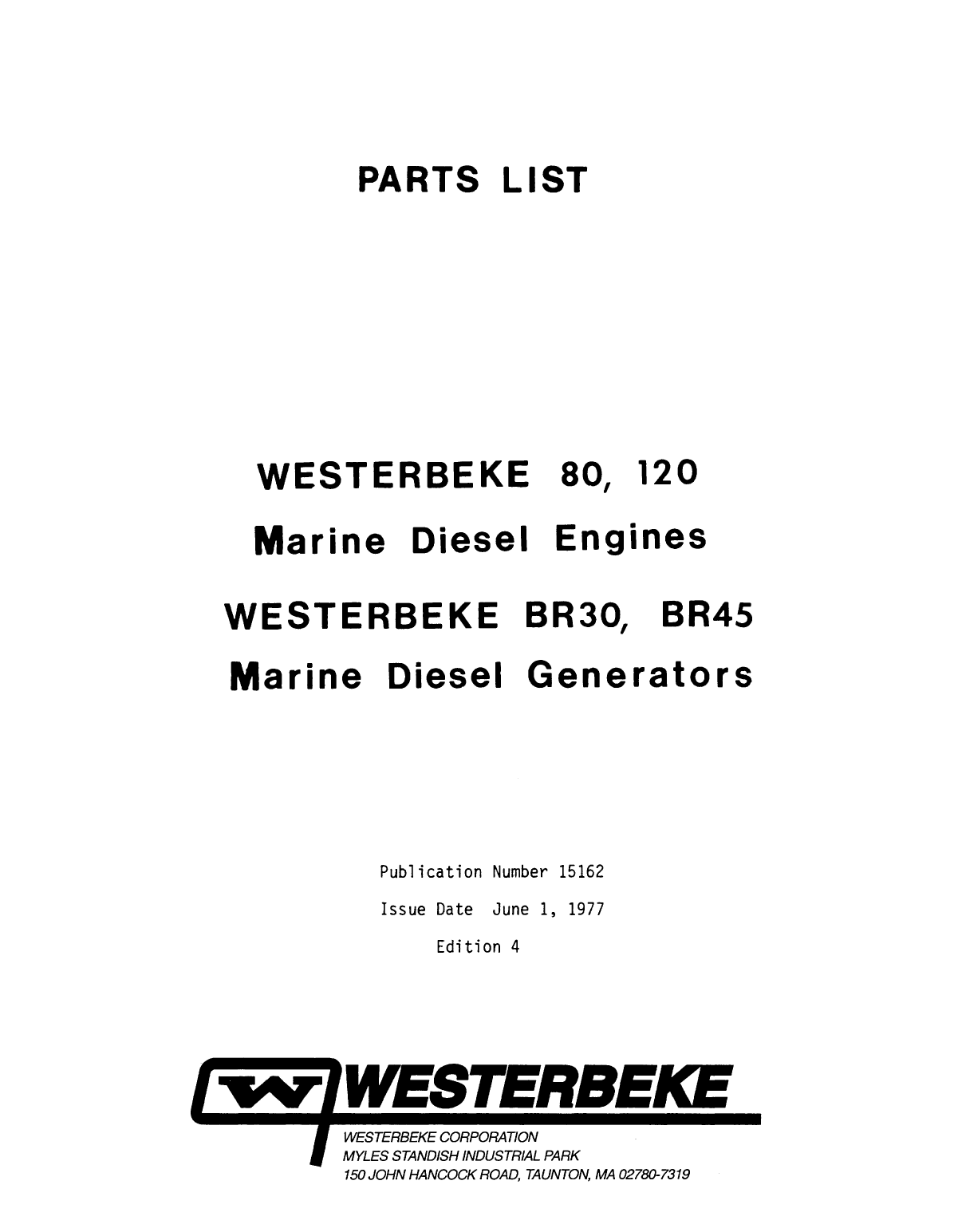 Westerbeke Diesel W 100 Technical Manual