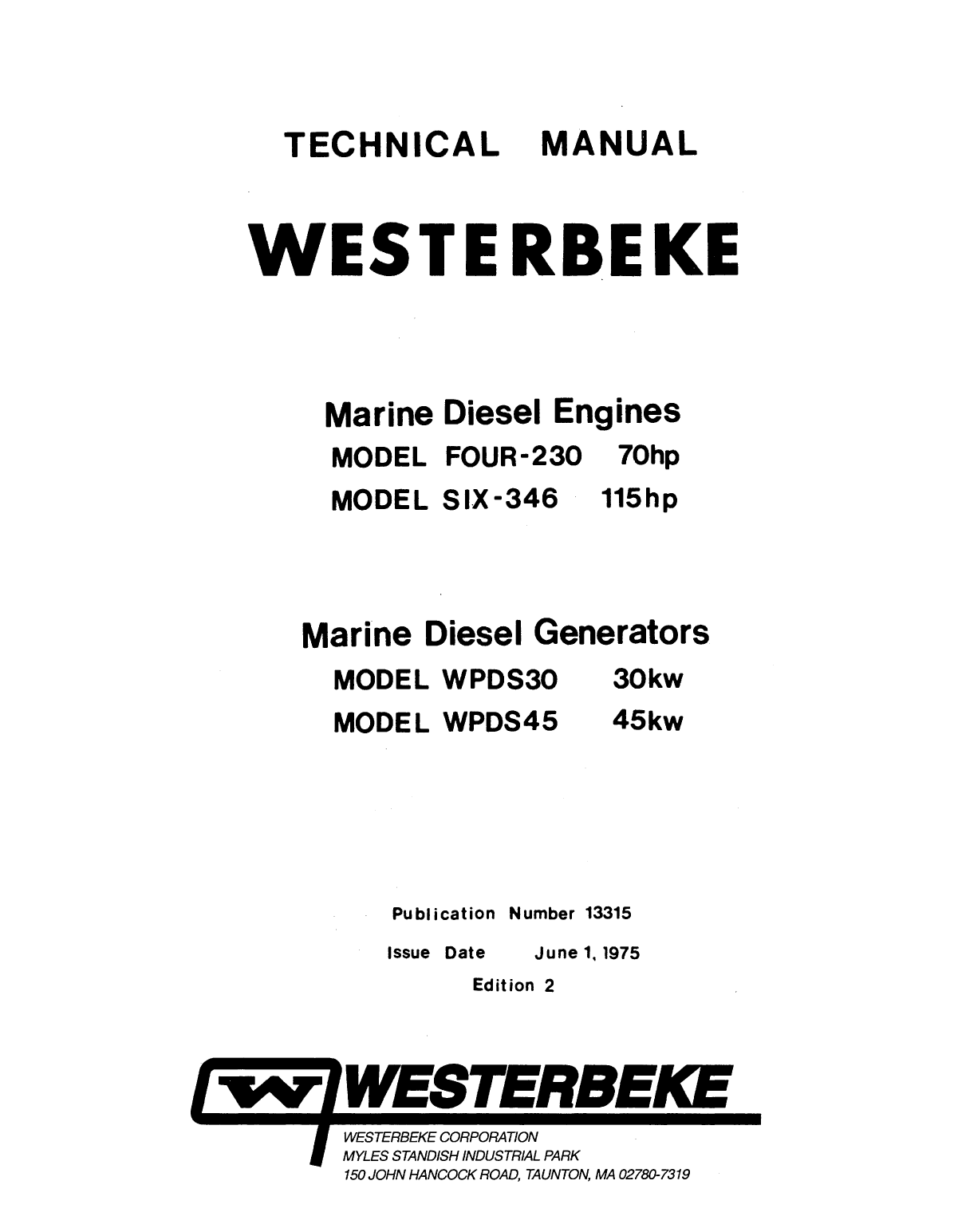 Westerbeke Diesel W 120 Parts Manual