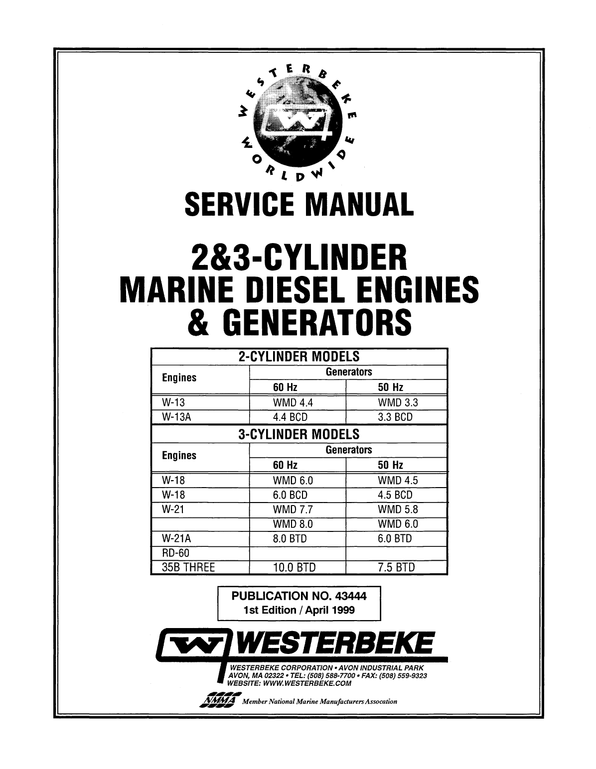 Westerbeke Diesel W 13 Parts Manual