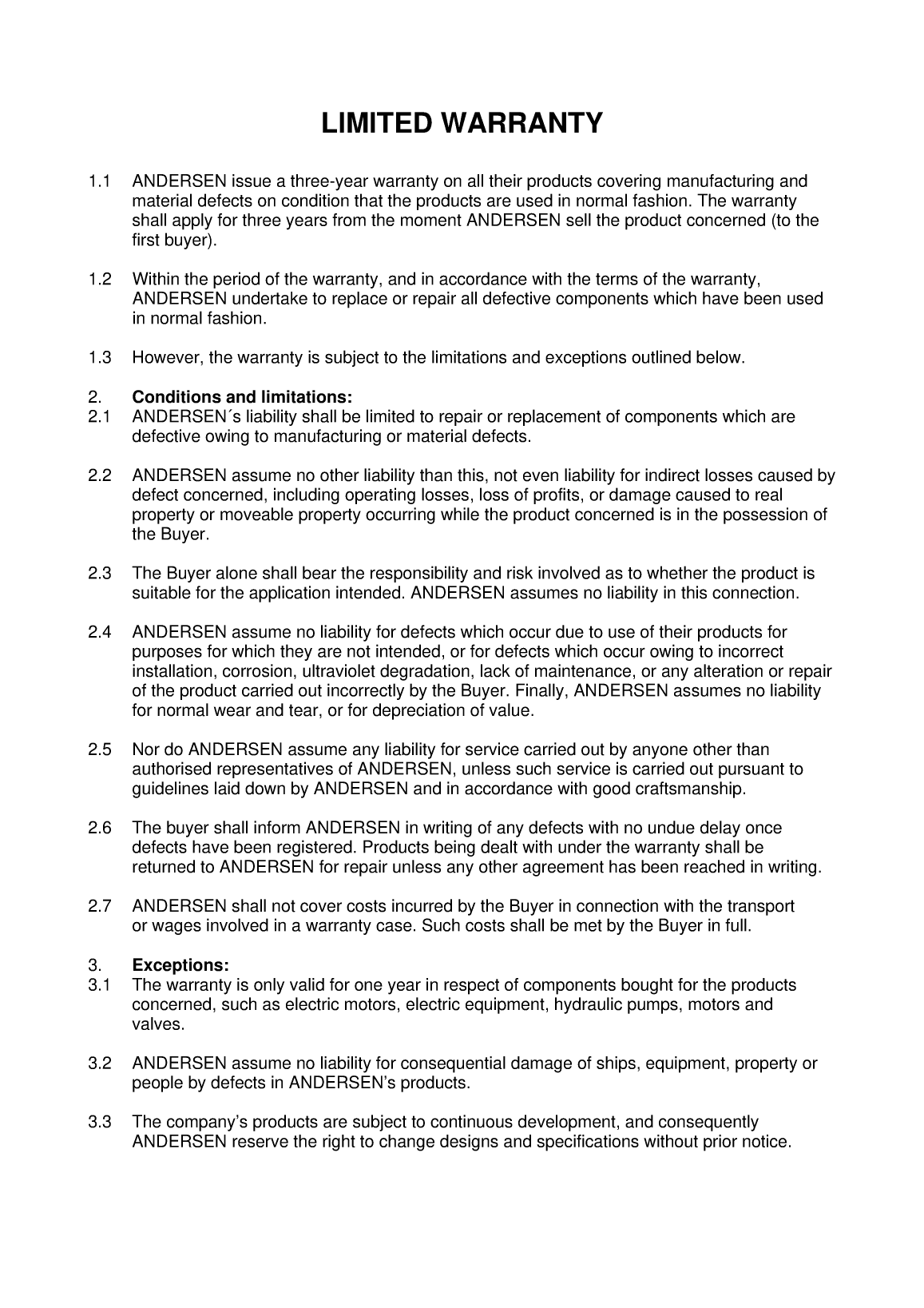 Andersen 40st Manual
