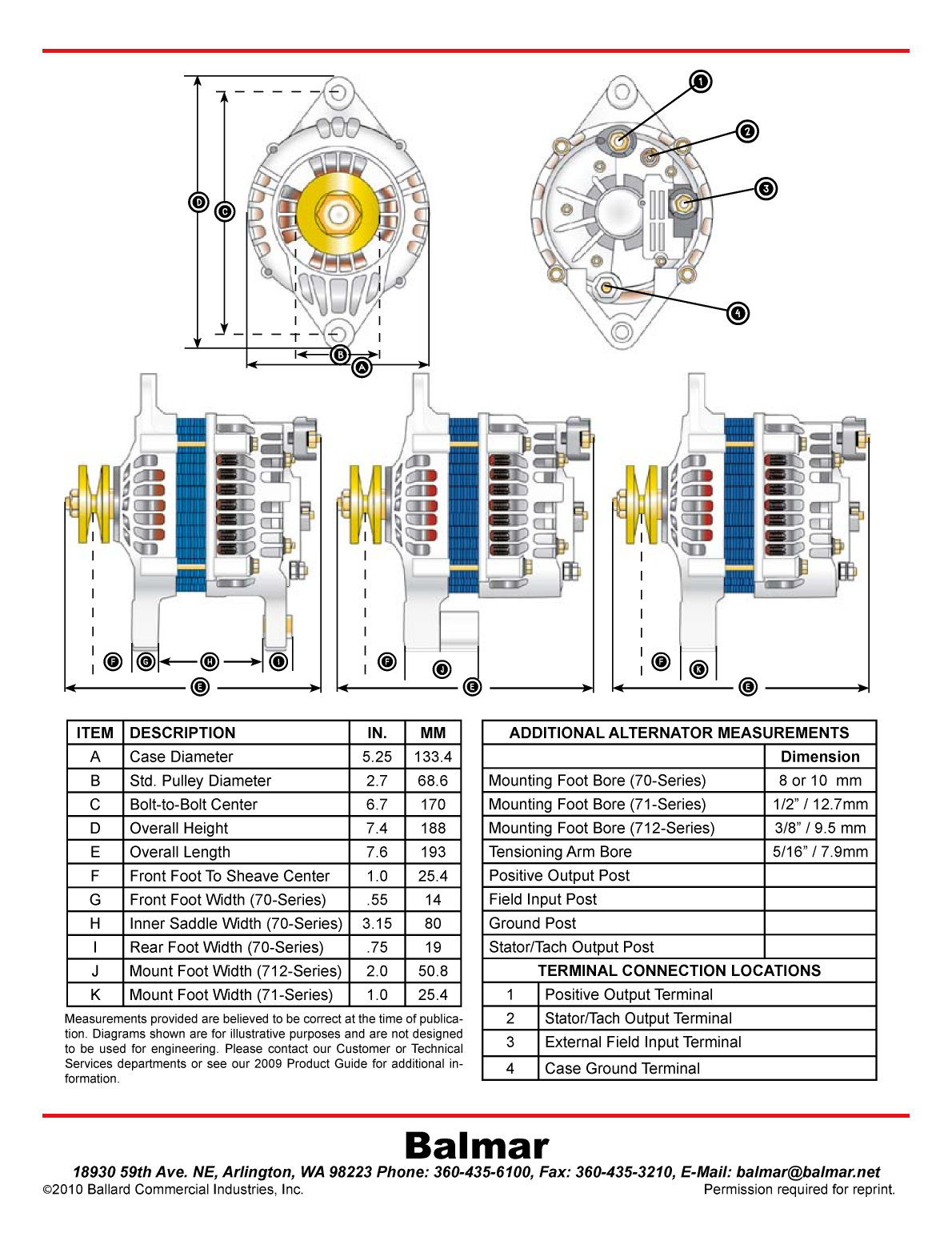 Balmar 110a Alternator Model 70 110 Manual 7 series