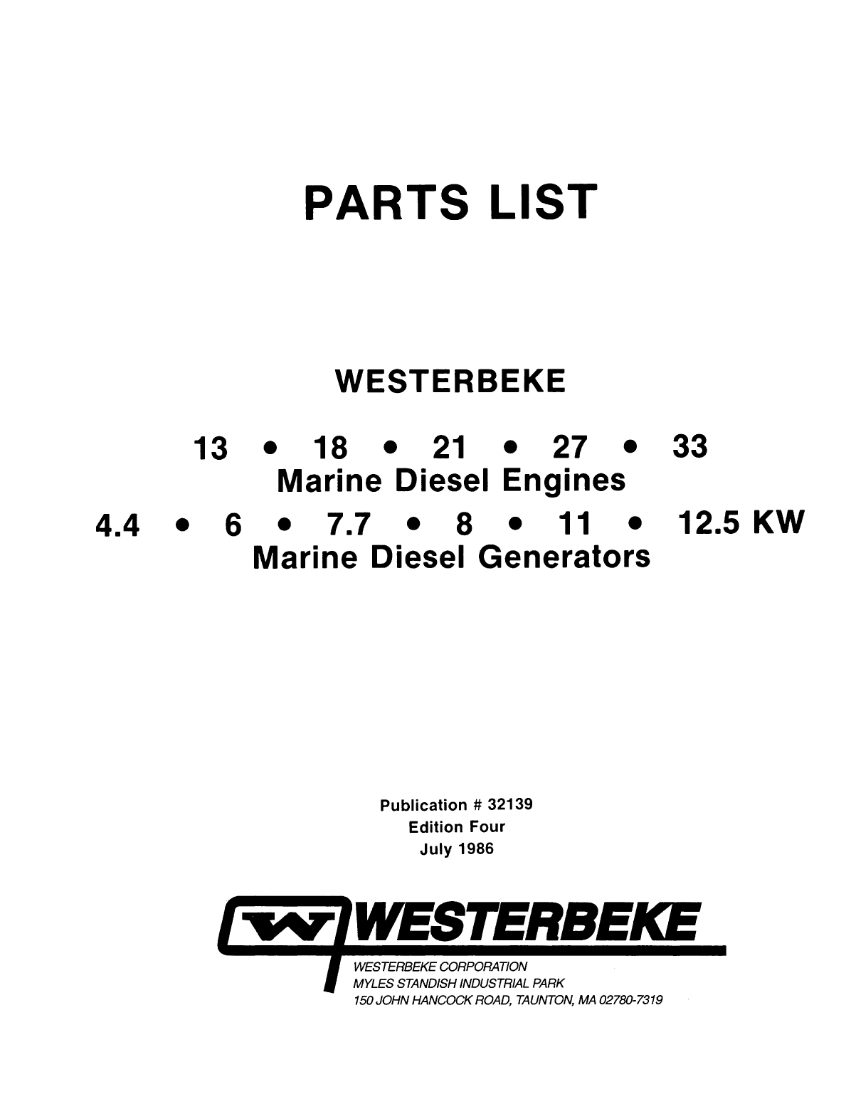 Westerbeke Diesel W 18 Operator's Manual