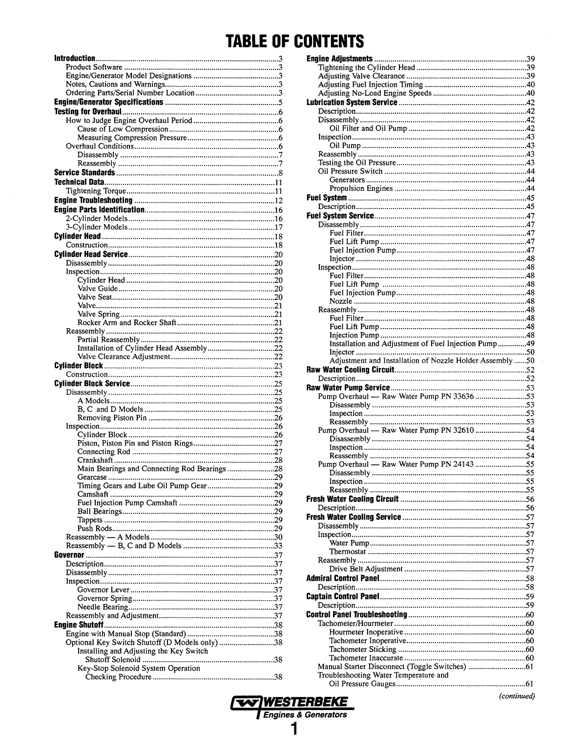 Westerbeke Diesel W 18 Parts Manual