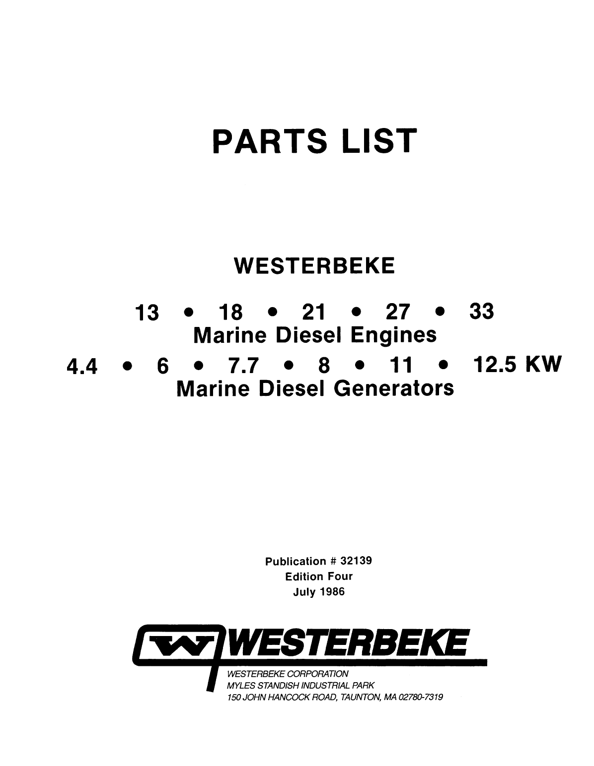 Westerbeke Diesel W 33 Operator's Manual