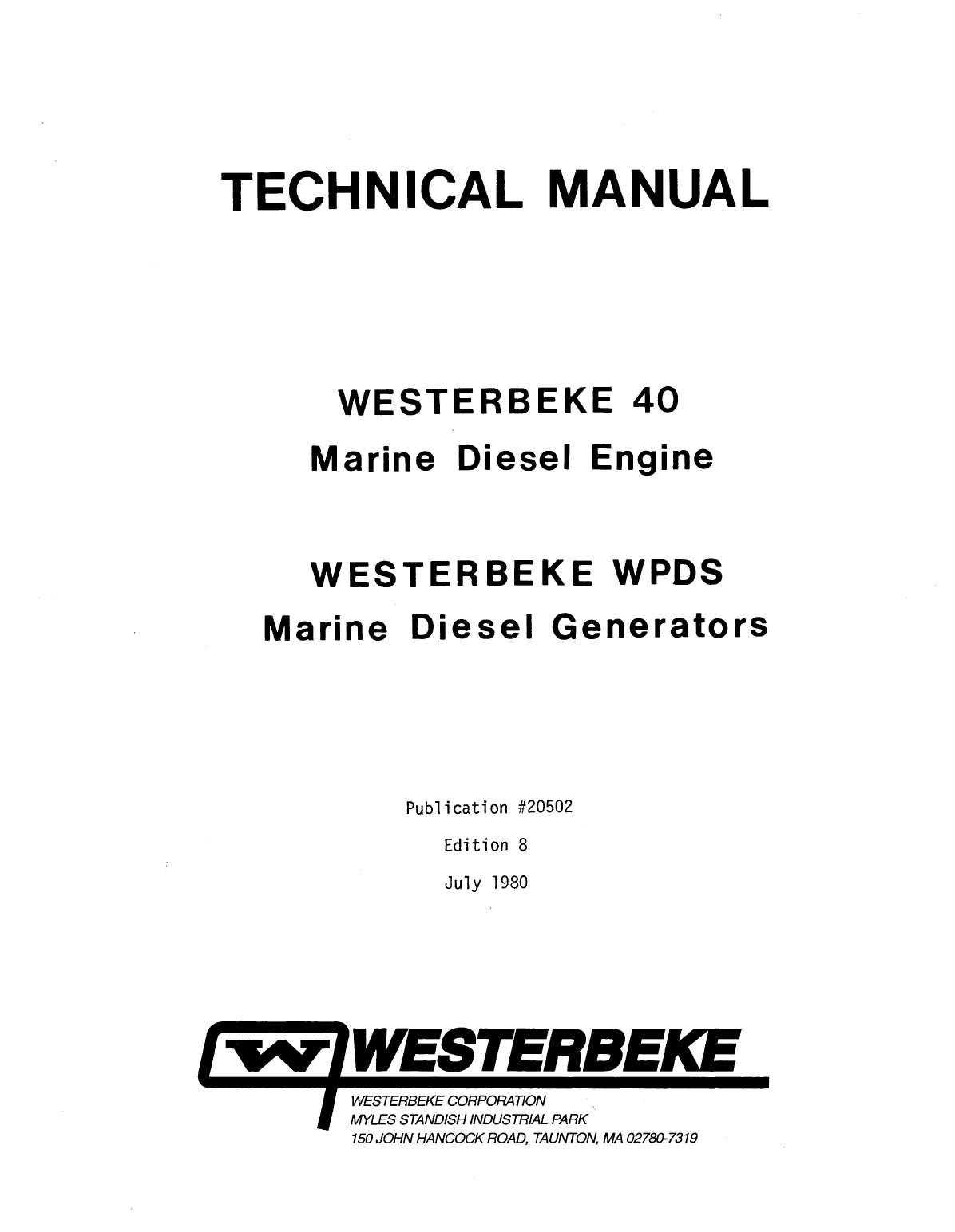 Westerbeke Diesel W 40 Parts Manual