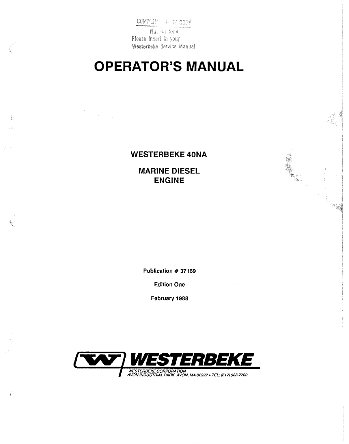 Westerbeke Diesel W 40 Technical Manual