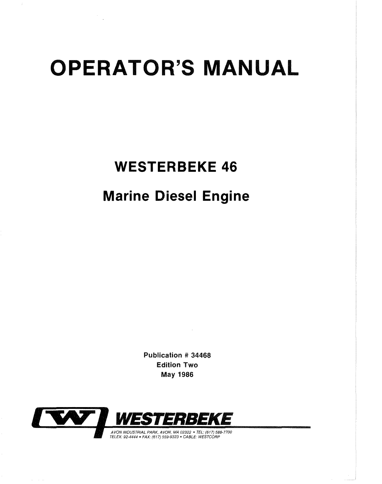 Westerbeke Diesel W 40na Operator's Manual