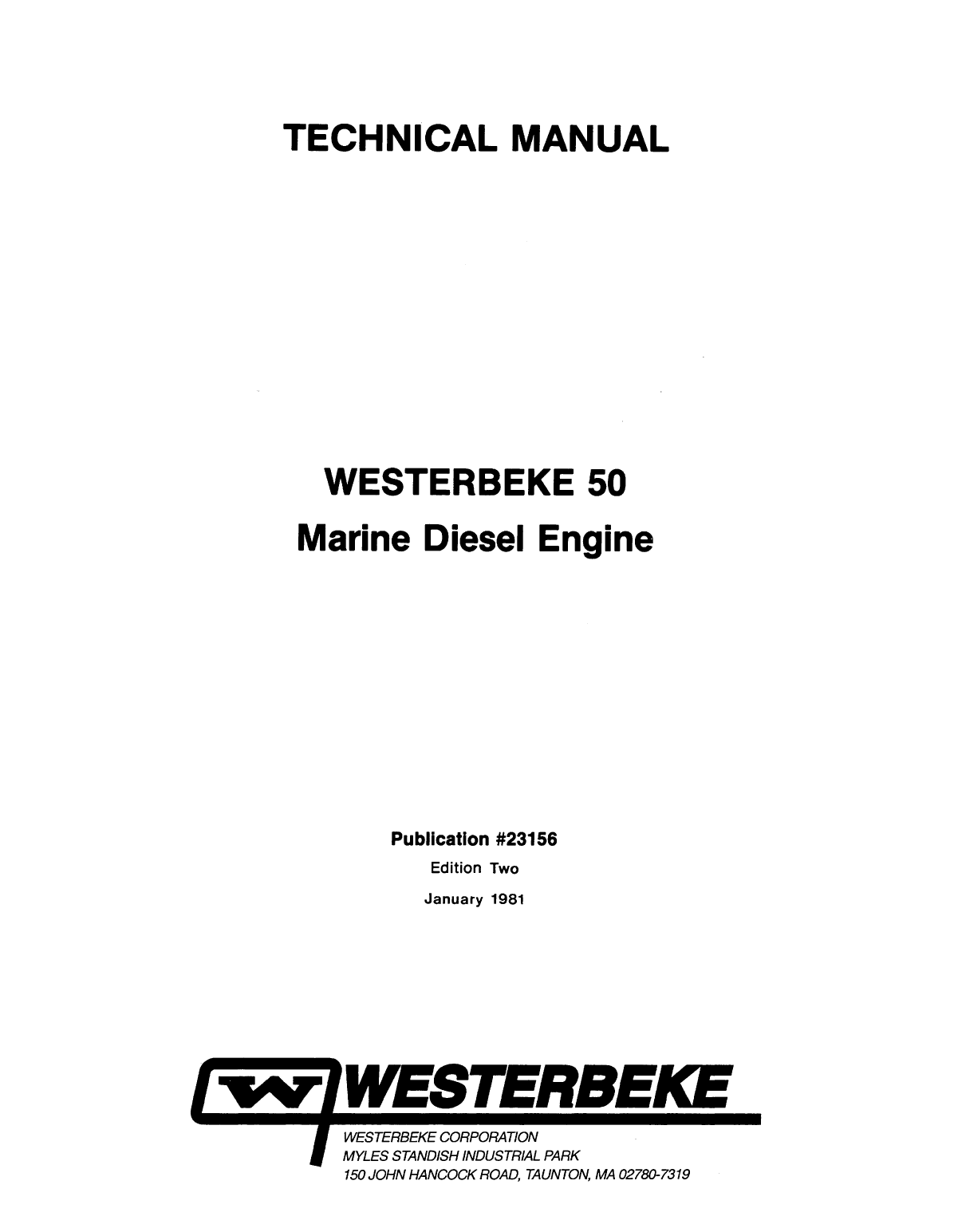 Westerbeke Diesel W 50 Parts Manual