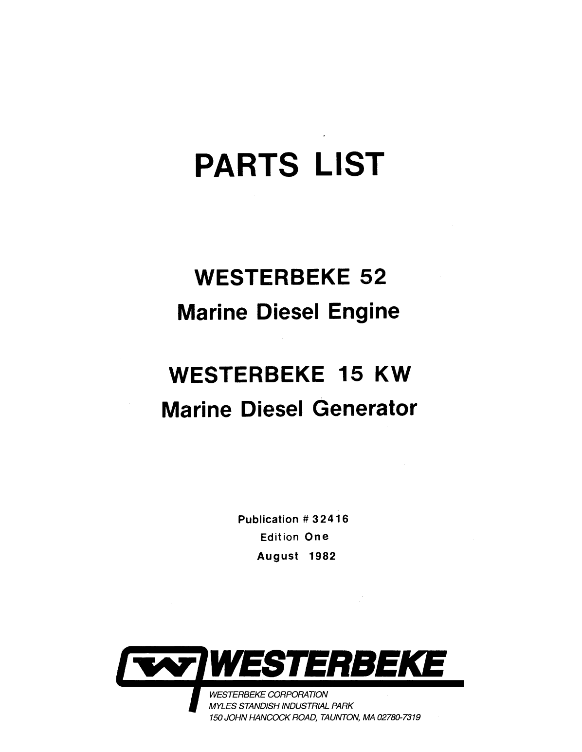 Westerbeke Diesel W 52 Operator's Manual