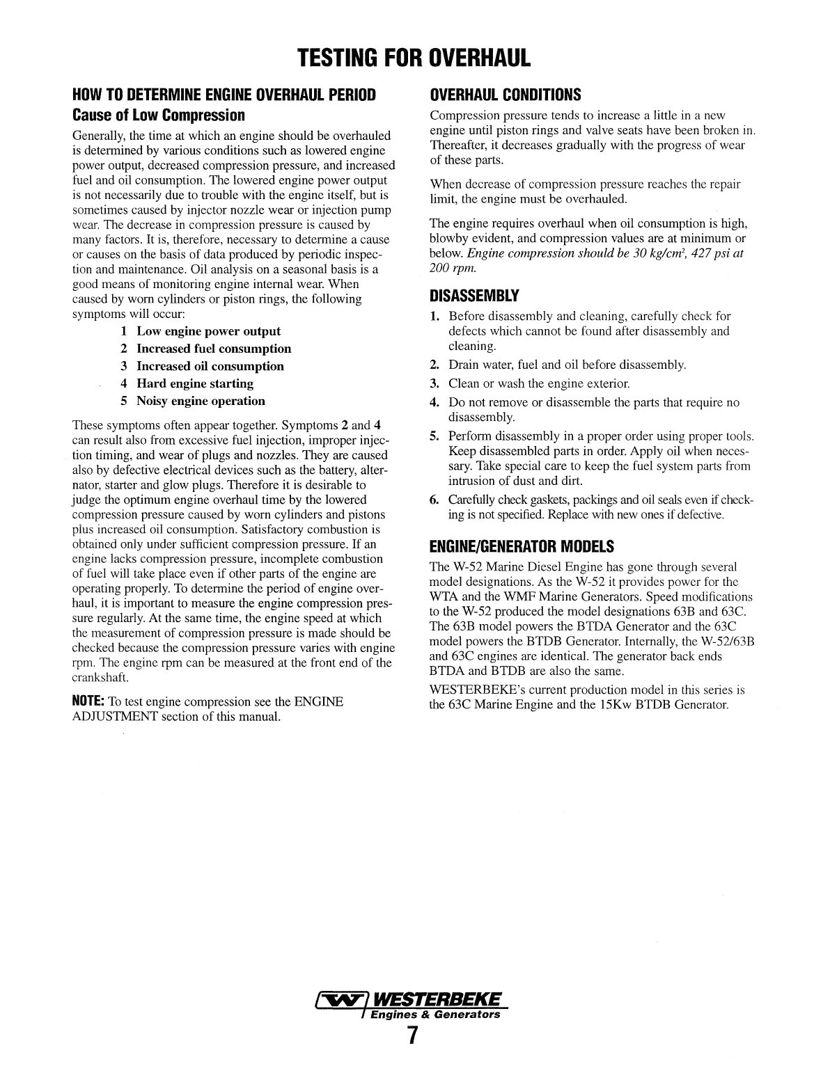 Westerbeke Diesel W 52 Parts Manual