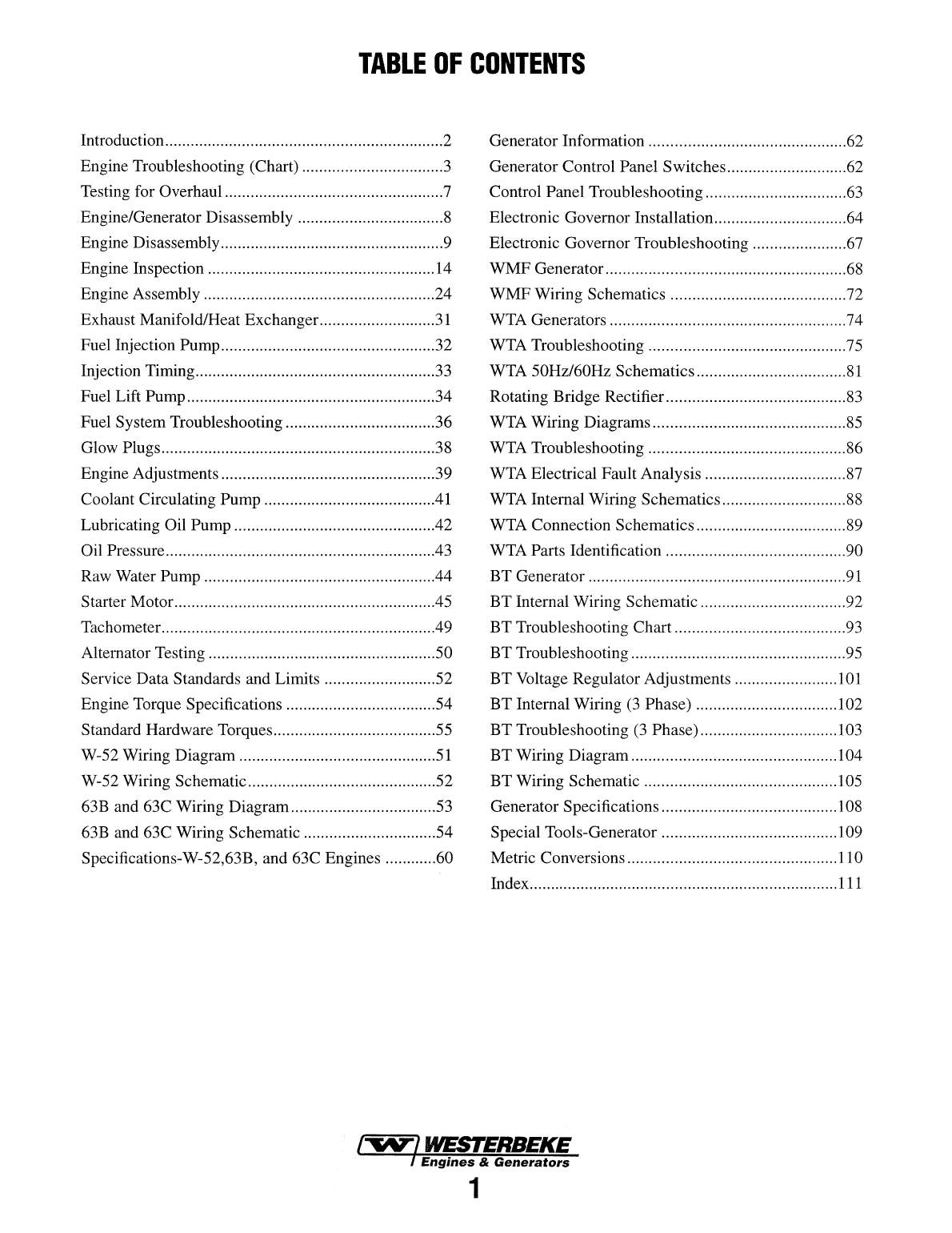 Westerbeke Diesel W 52 Parts Manual