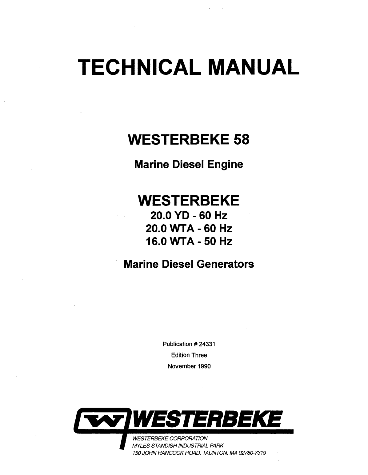 Westerbeke Diesel W 58 Parts Manual