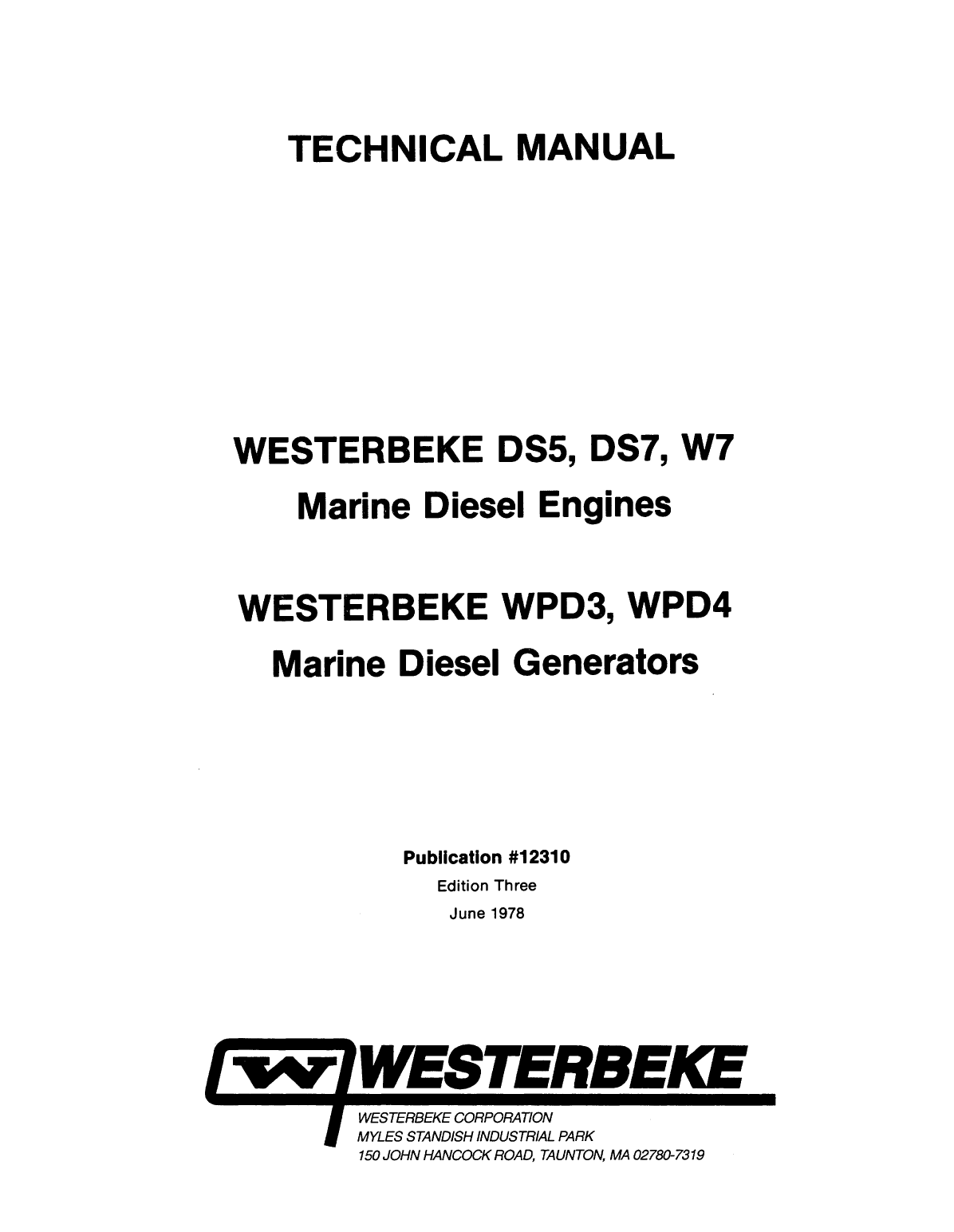 Westerbeke Diesel W 7 Parts Manual