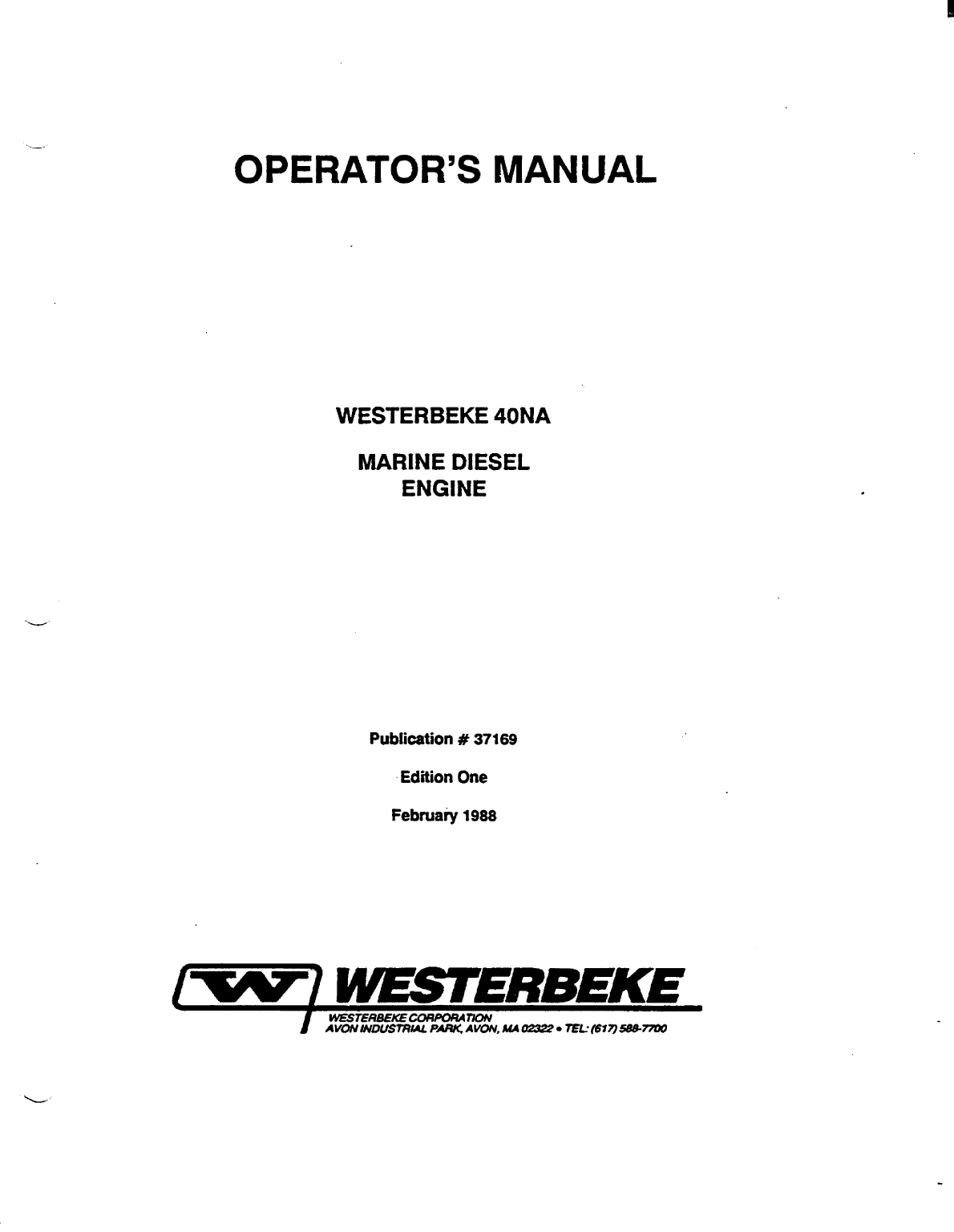 Westerbeke Model 40na Operators Manual