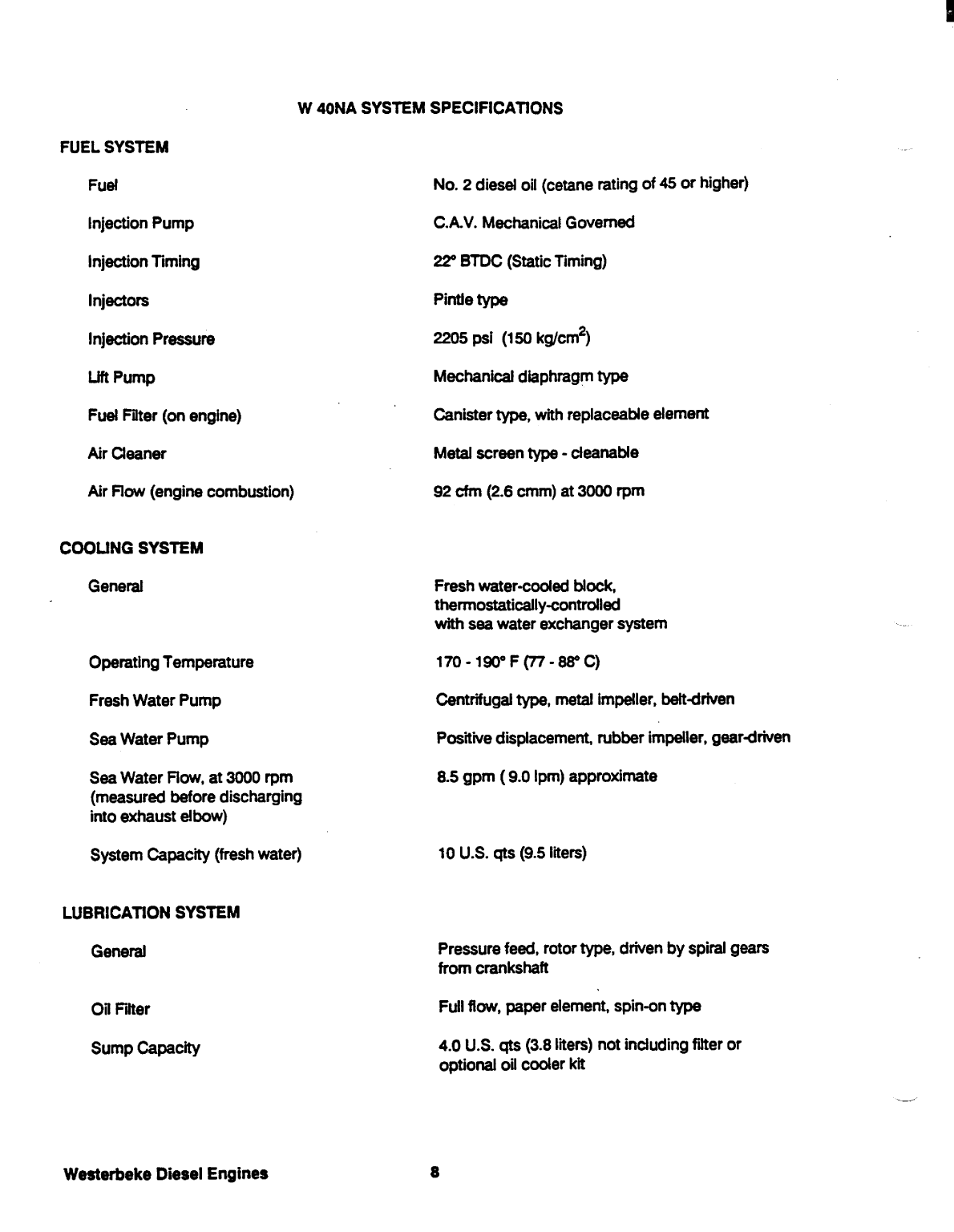 Westerbeke Model 40na Operators Manual