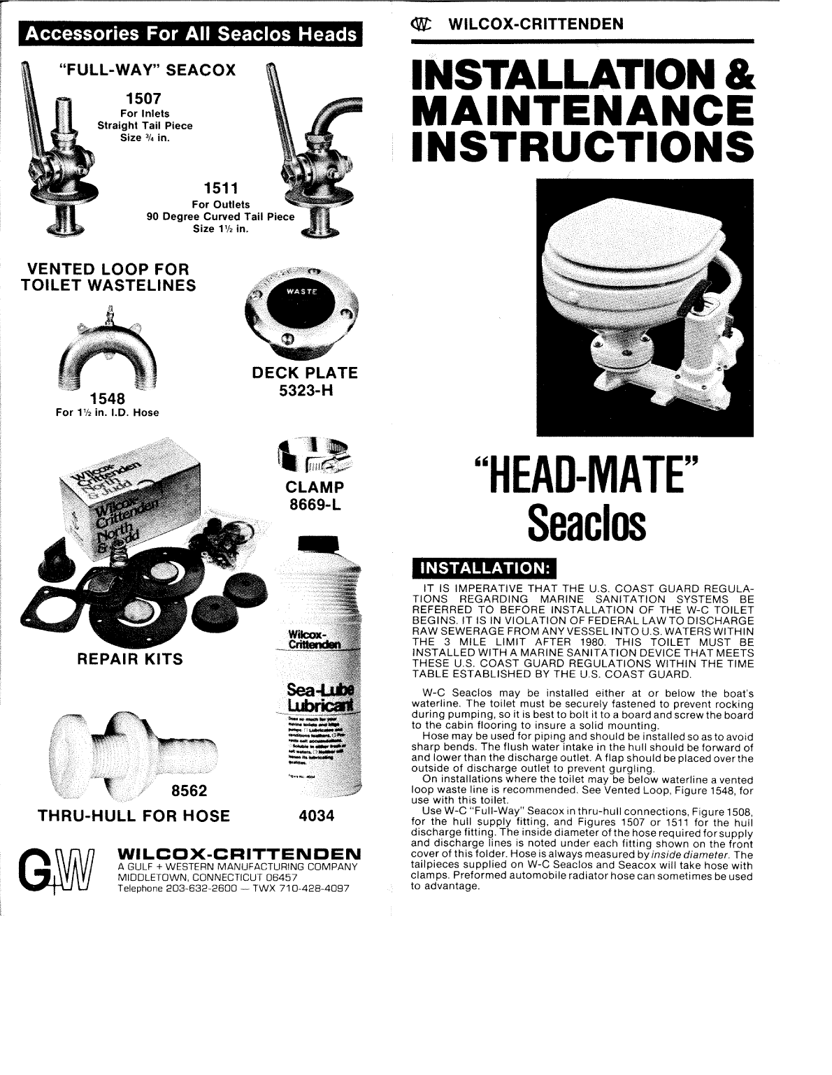 Wilcox Crittenden Head Mate Seaclos Fig 1460c