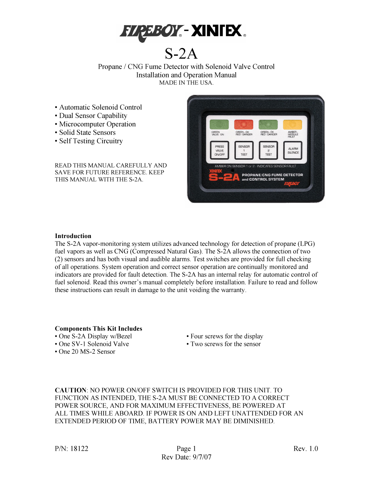 Xintex S 2a Propane Monitor Manual