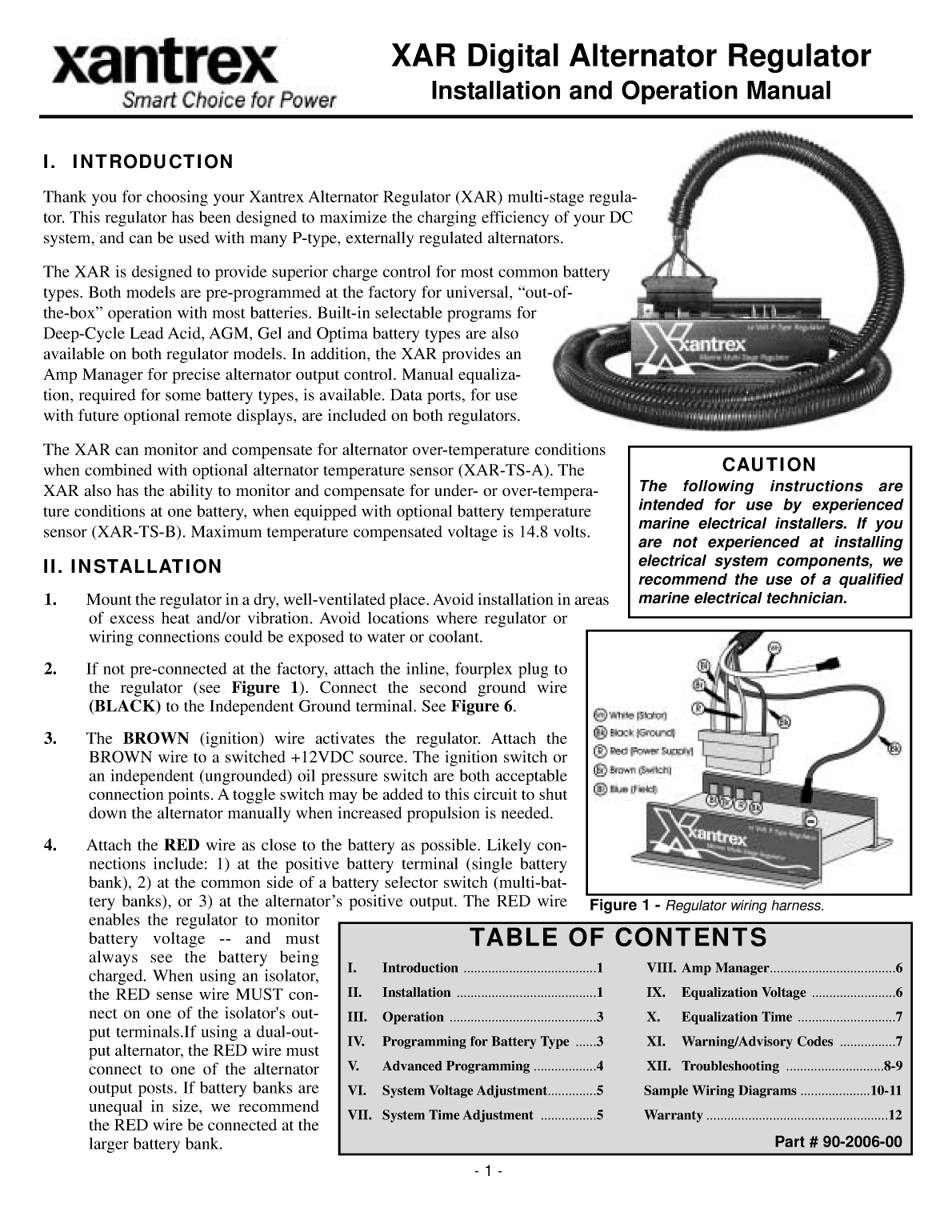 Xantrex Digital Alternator Regulator Xar Owner Manual(90 2006 00)
