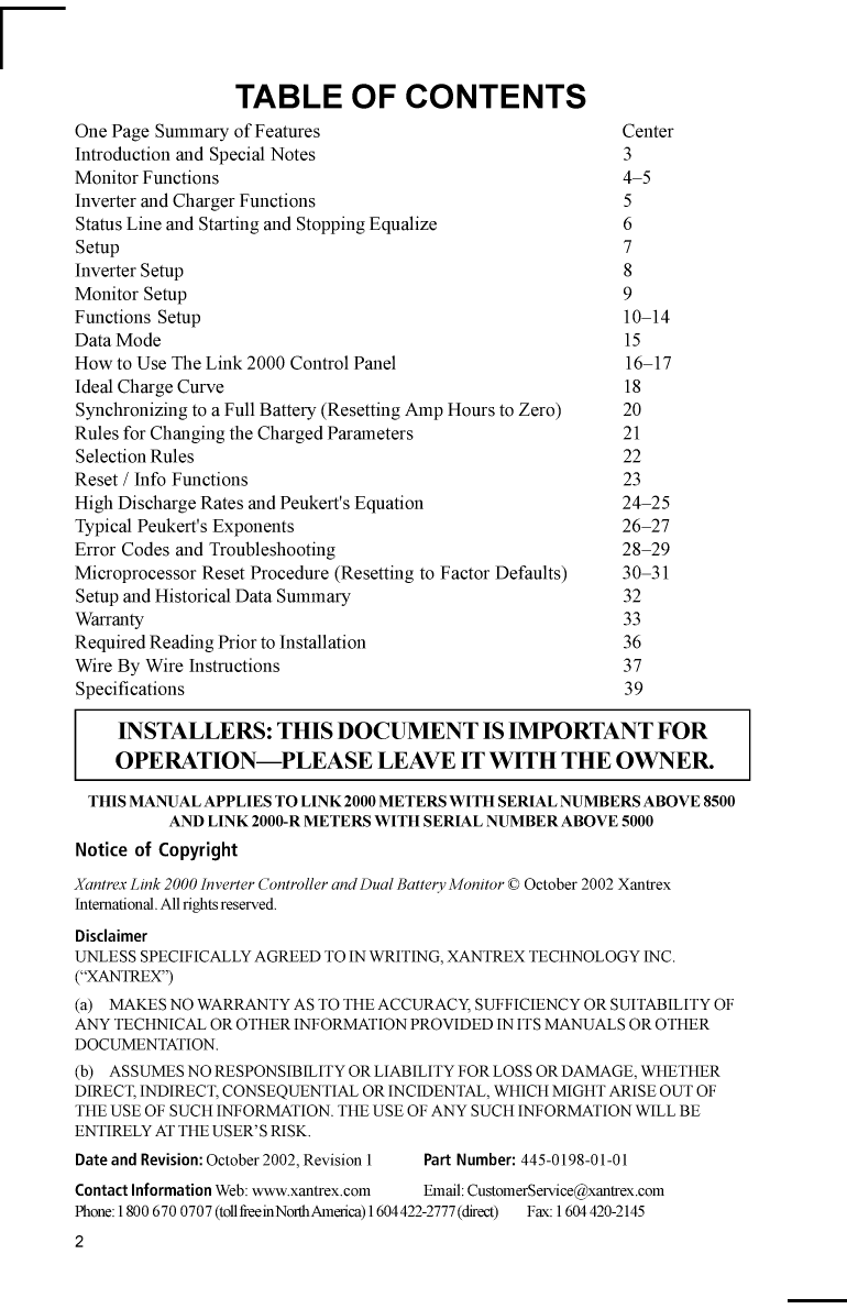 Xantrex Link 2000 User Guide