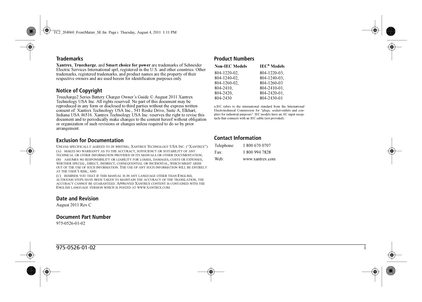 Xantrex True Charge2 20a Battery Charger Manual