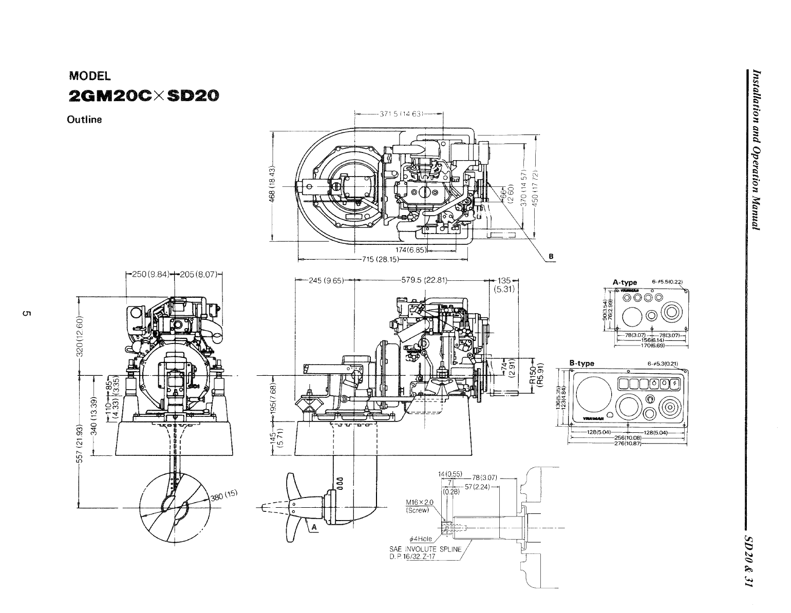3ym30 sd: Yanmar Saildrive Engine 29hp/22.1kw Owners Manual