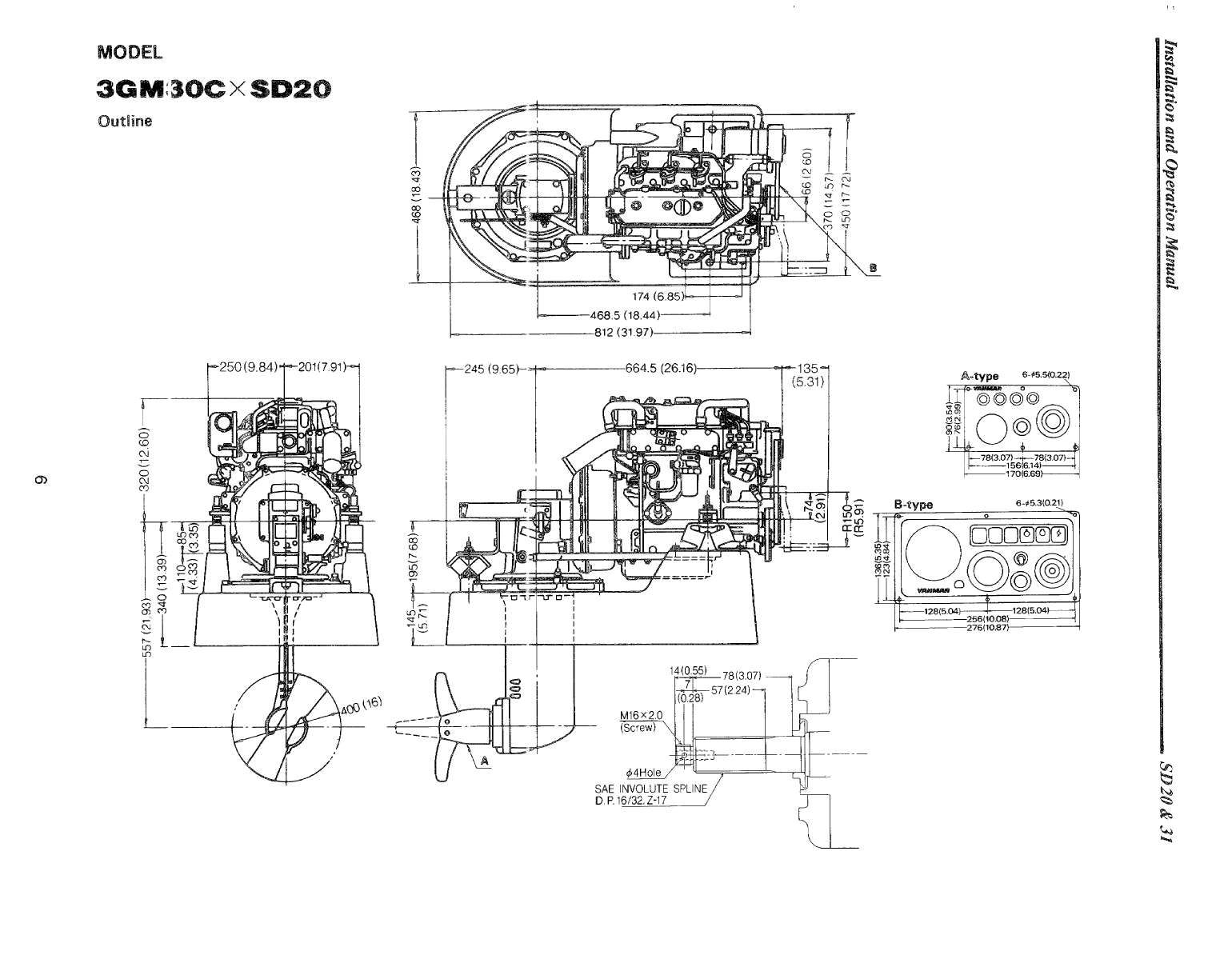 3ym30 sd: Yanmar Saildrive Engine 29hp/22.1kw Owners Manual