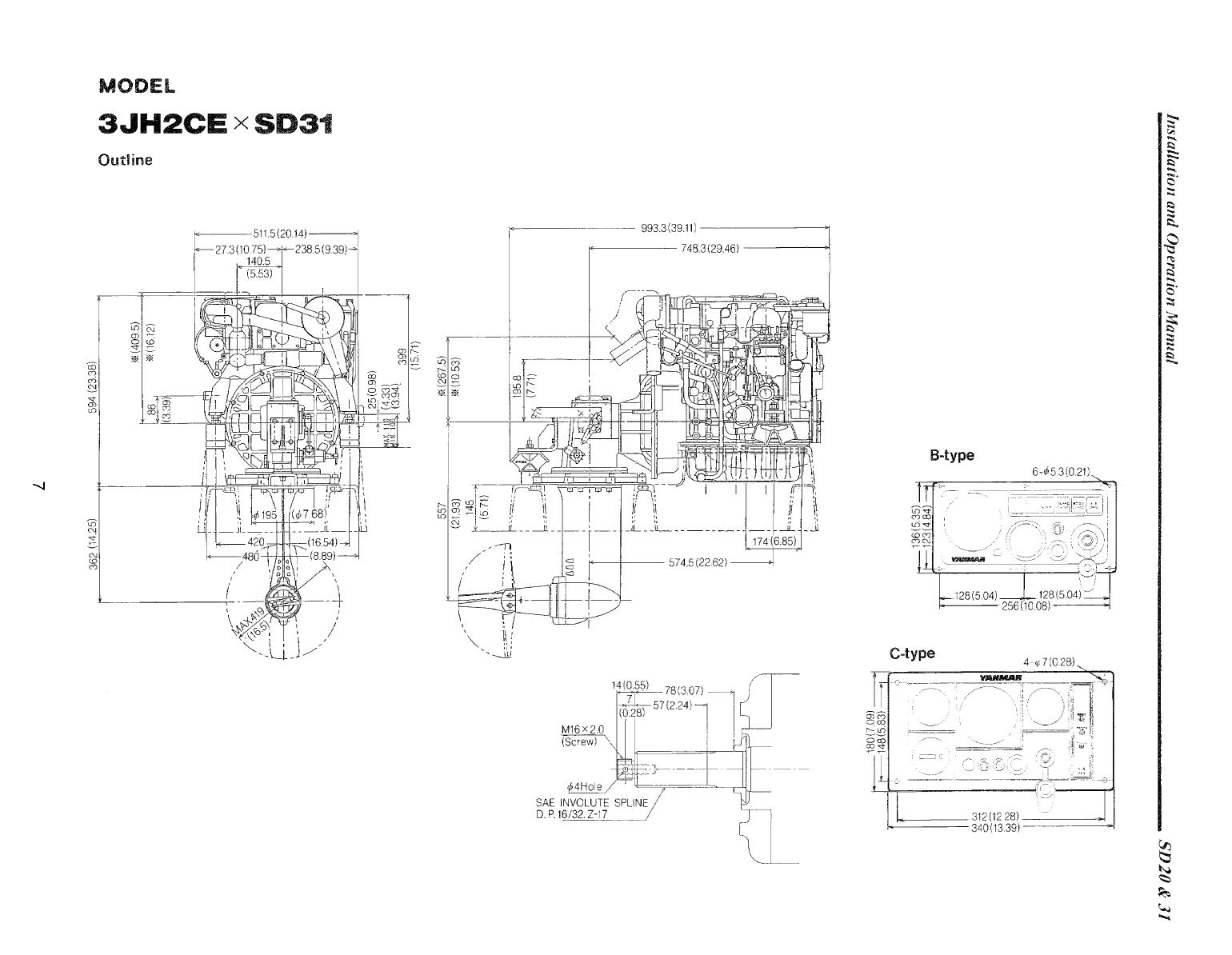 3ym30 sd: Yanmar Saildrive Engine 29hp/22.1kw Owners Manual