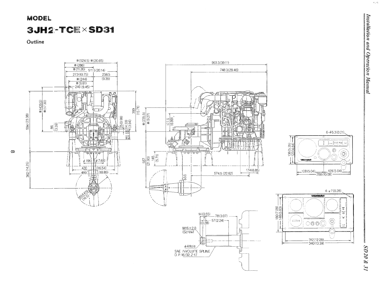 3ym30 sd: Yanmar Saildrive Engine 29hp/22.1kw Owners Manual