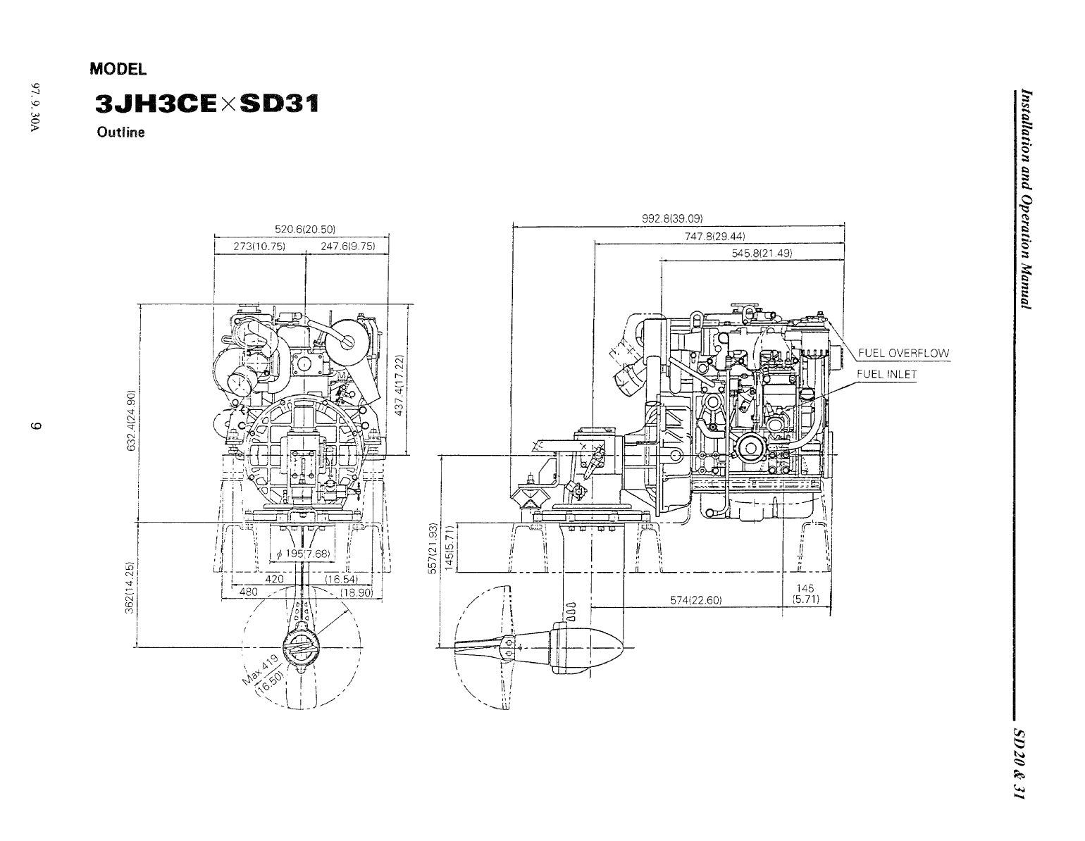 3ym30 sd: Yanmar Saildrive Engine 29hp/22.1kw Owners Manual