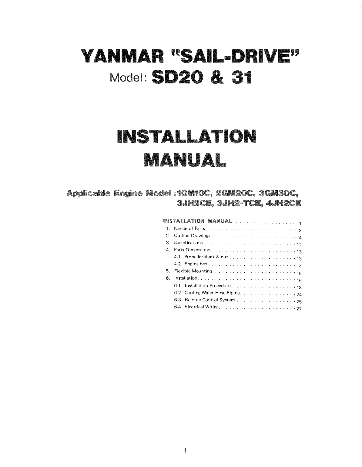 3ym30 sd: Yanmar Saildrive Engine 29hp/22.1kw Owners Manual