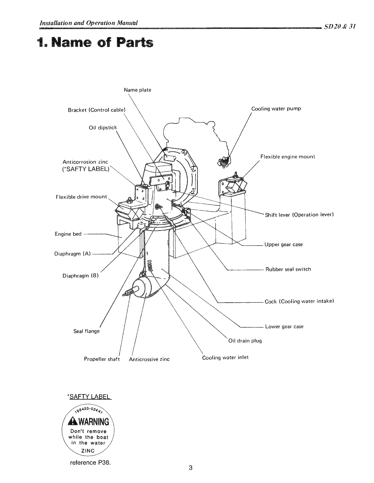 3ym30 sd: Yanmar Saildrive Engine 29hp/22.1kw Owners Manual