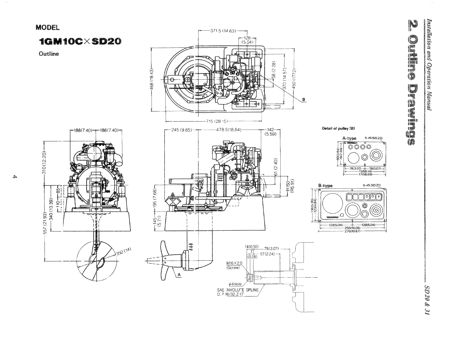 3ym30 sd: Yanmar Saildrive Engine 29hp/22.1kw Owners Manual