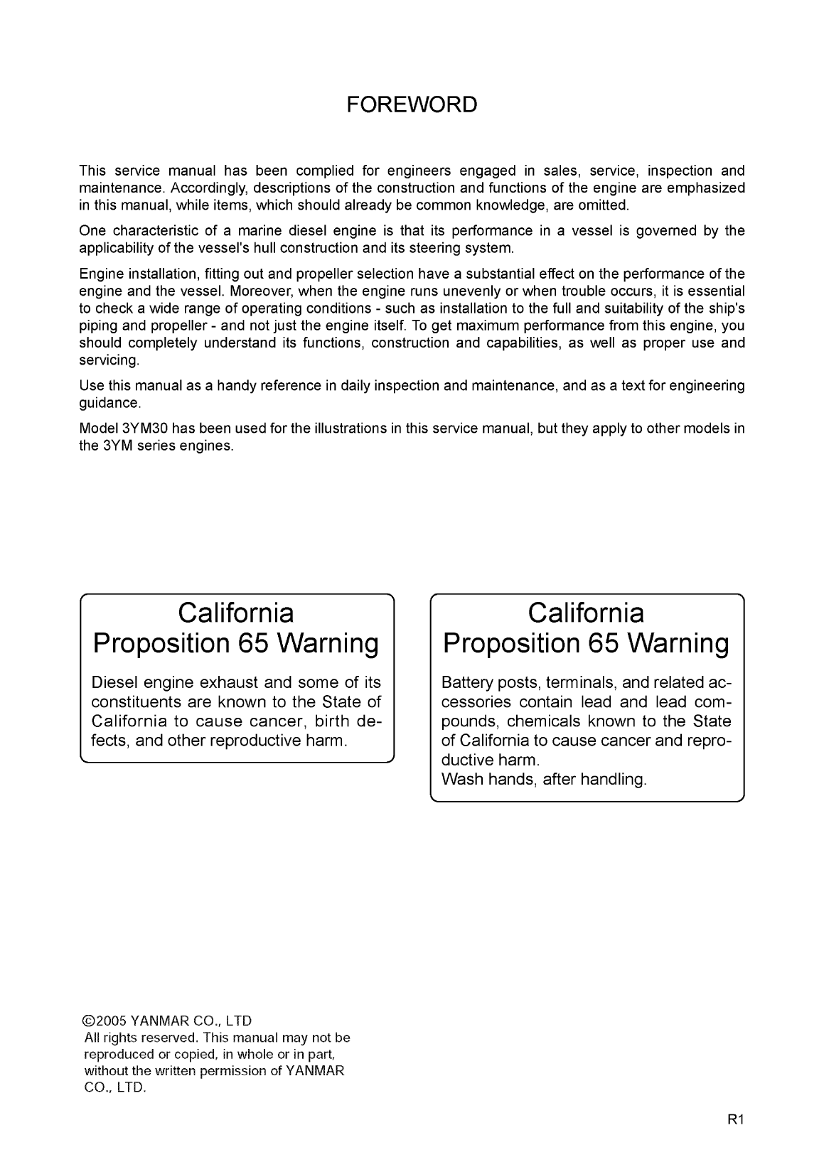 '3ym30: Yanmar Inboard Engine 29hp/22.1kw Service Manual'