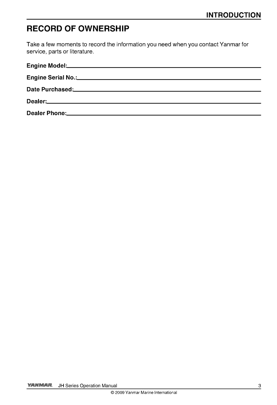 3jh5 e: Yanmar Inboard Engine 39hp/29.4kw Owners Manual