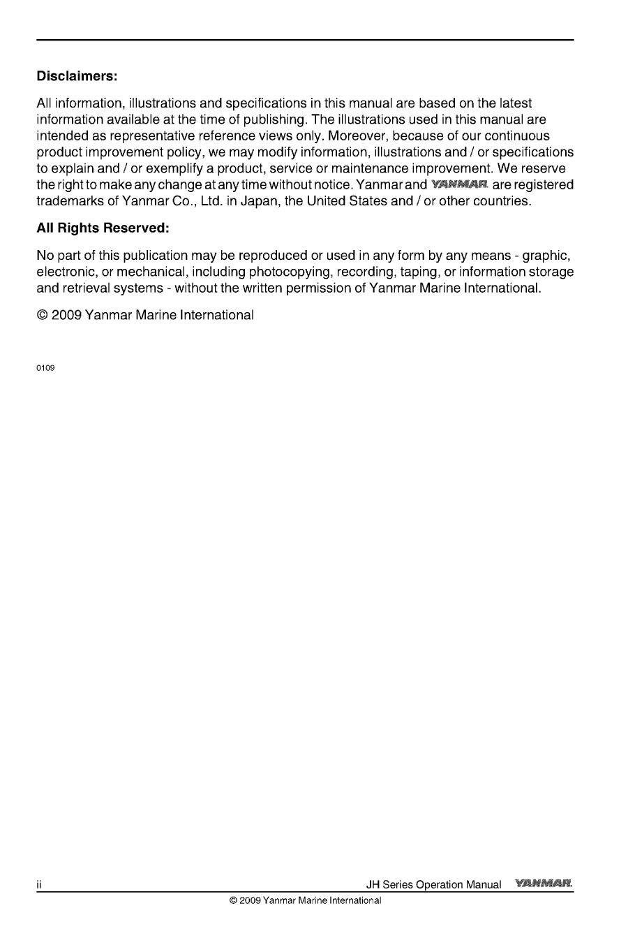 '3jh5 e: Yanmar Inboard Engine 39hp/29.4kw Owners Manual'