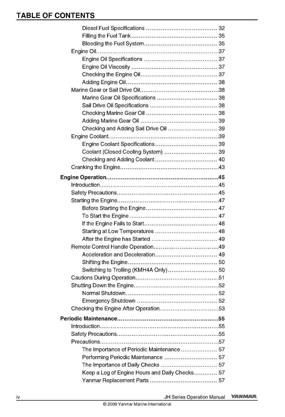 3jh5 e: Yanmar Inboard Engine 39hp/29.4kw Owners Manual