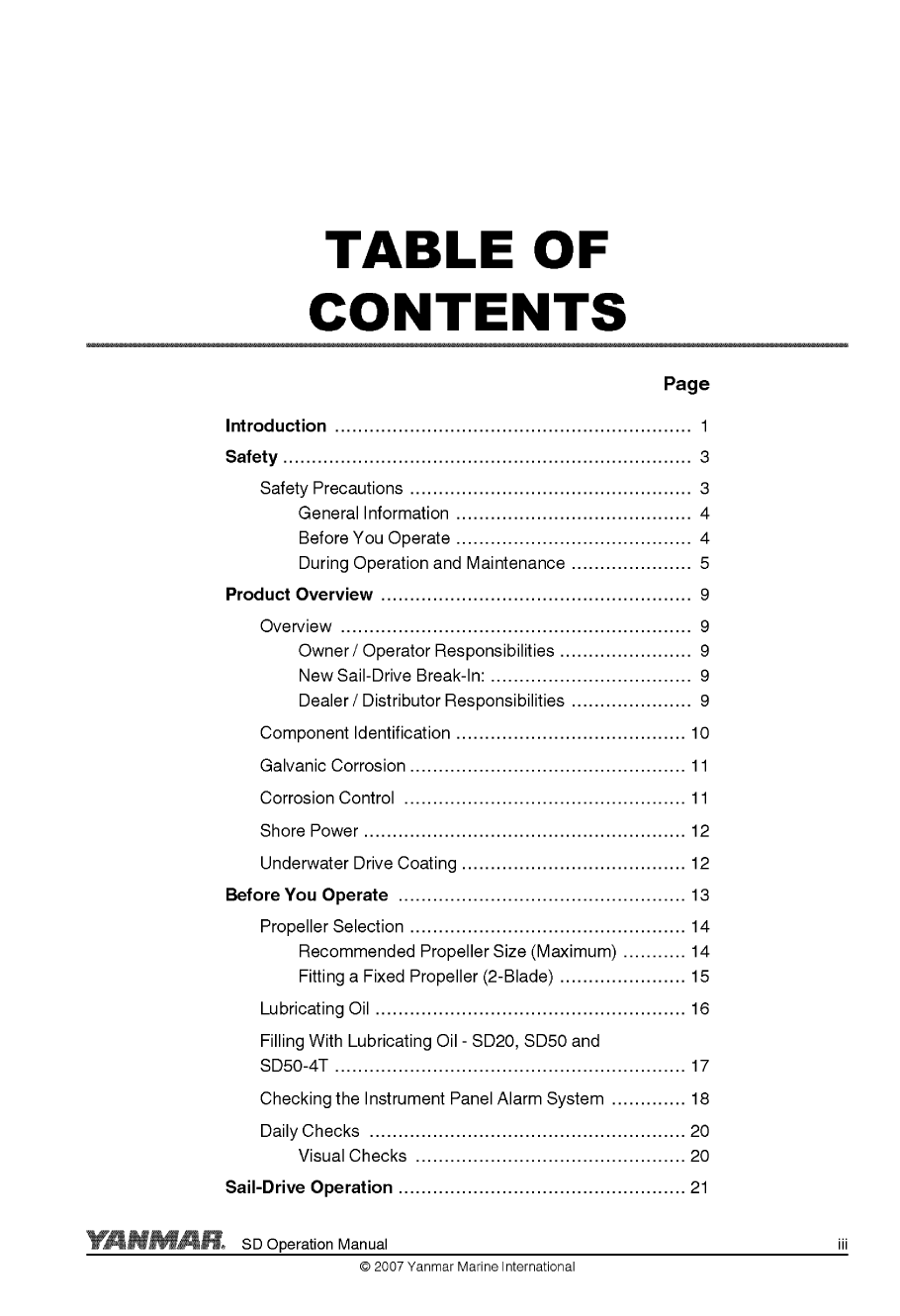 4jh5e sd: Yanmar Saildrive Engine 54hp/40.5kw Owners Manual